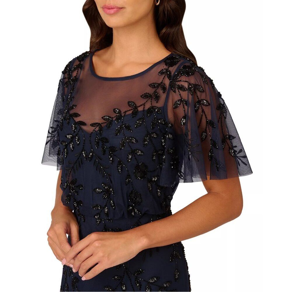Adrianna Papell NWT New $299 Adrianna Papell Jasmine Beaded Blouson Navy Go Size M / US 6-8 / IT 42-44 - 2 Thumbnail