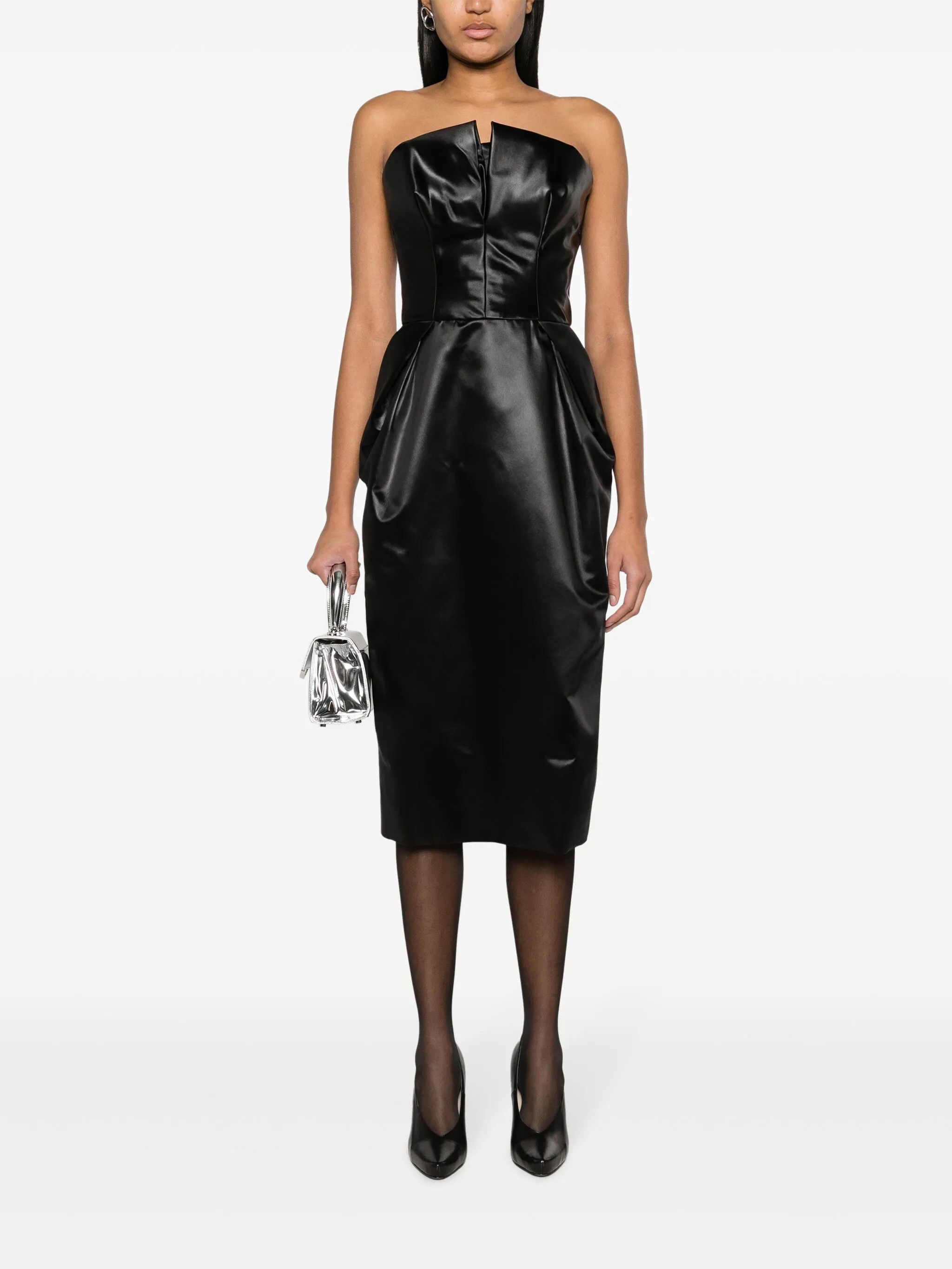 Maison Margiela o1y0625 Midi Dress in Black Size XS / US 0-2 / IT 36-38 - 4 Thumbnail