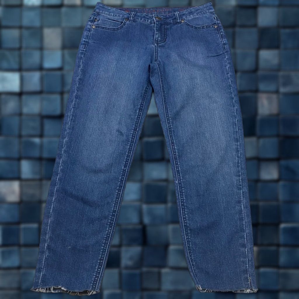 Denime Liverpool Womens Jeans Abby Skinny Blue Denim Dark Wash Ankle Raw Hem Mid Rise 6 Size 28" / US 6 / IT 42 - 1 Thumbnail