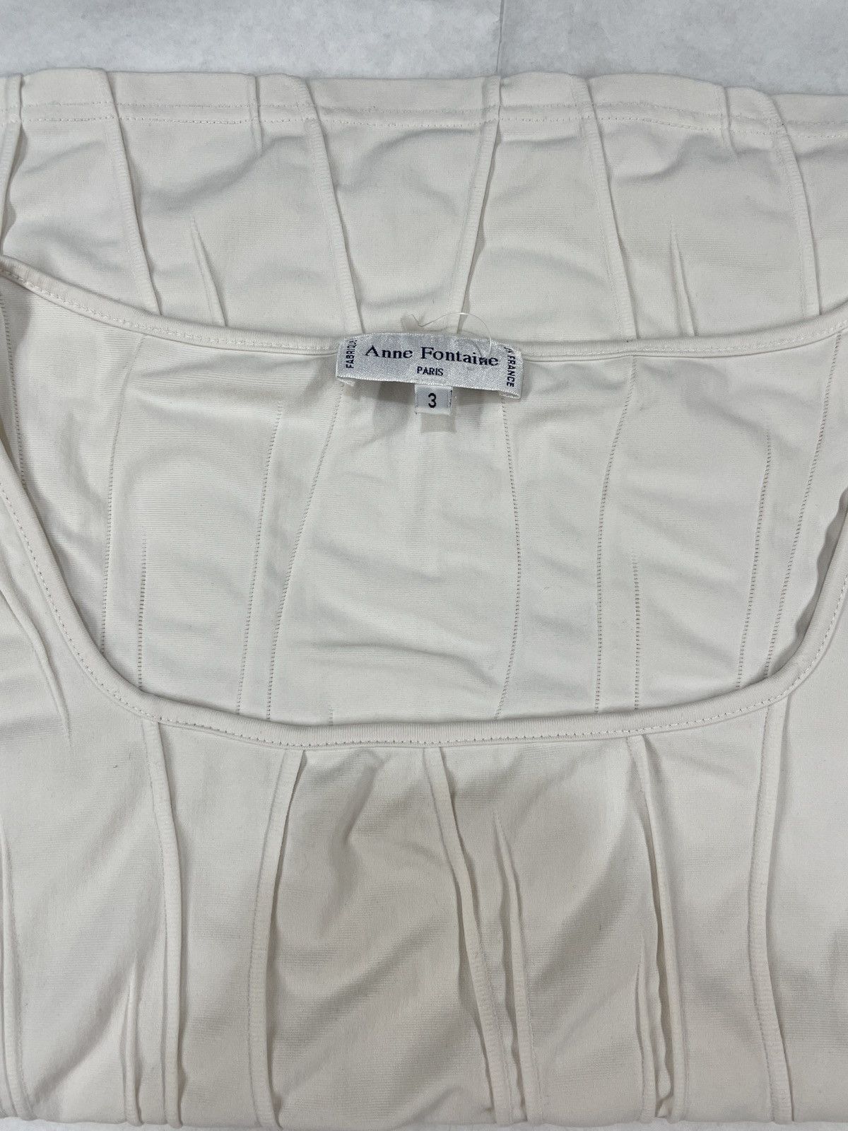 Designer ANNE FONTAINE PARIS Made in FRANCE Stretch Short Sleeve Top White T-Shirt Size M / US 6-8 / IT 42-44 - 10 Thumbnail