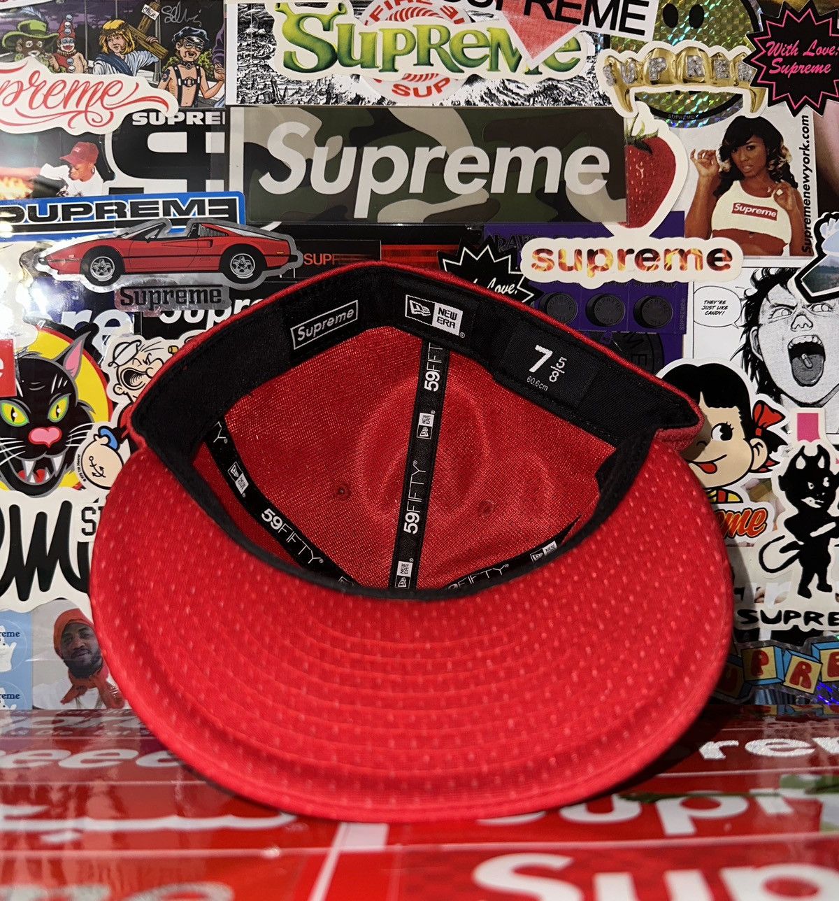 New Era × Supreme SS18 Supreme New Era Mesh Box Logo Fitted Hat Red 7 5/8 Size ONE SIZE - 5 Thumbnail