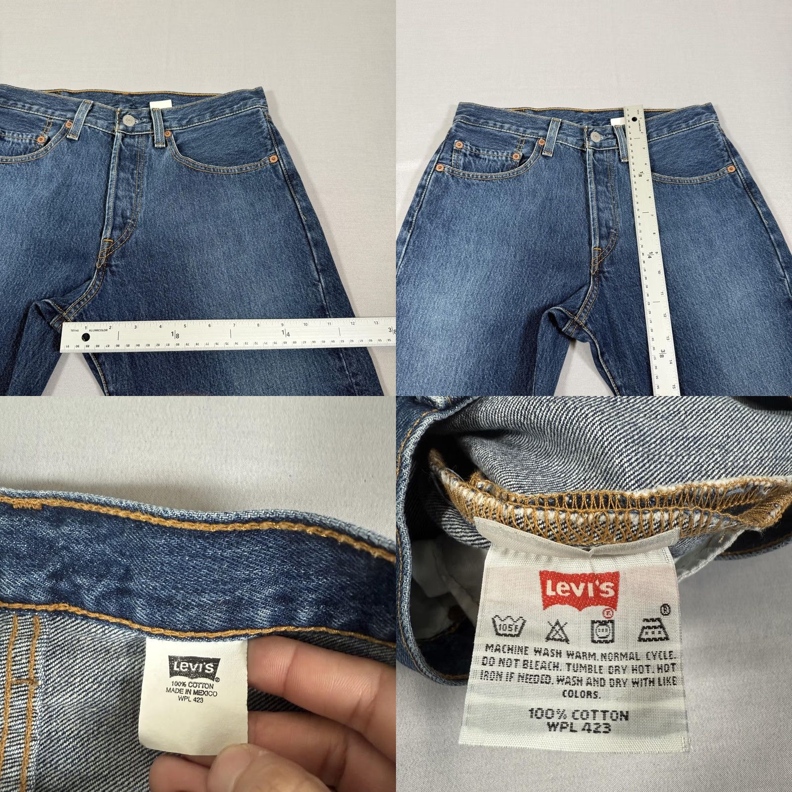 Levi's VINTAGE Levi's 501 Jeans Men 31x30 Blue Denim Straight 5-Pocket Button Fly Classic Straight Leg 90s ML Womens Mens Size US 31 - 8 Thumbnail