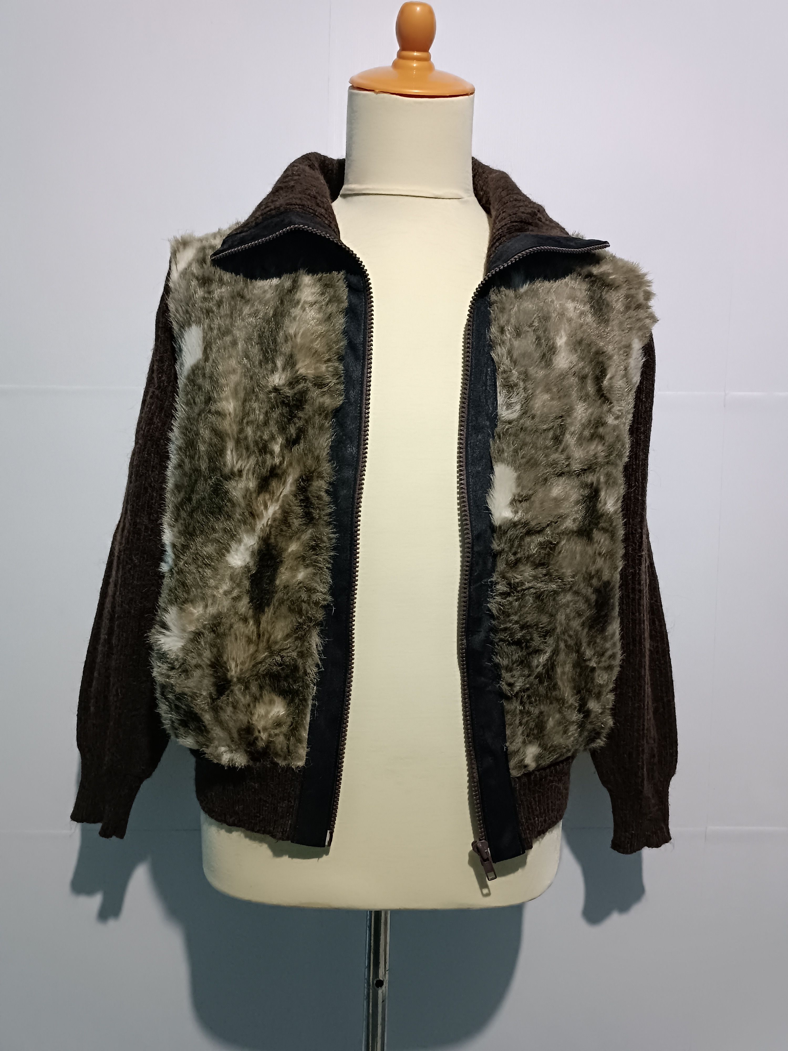 Japanese Brand Unreal Faux Fur Warmer Wool Jacket Brown Size US M / EU 48-50 / 2 - 4 Thumbnail