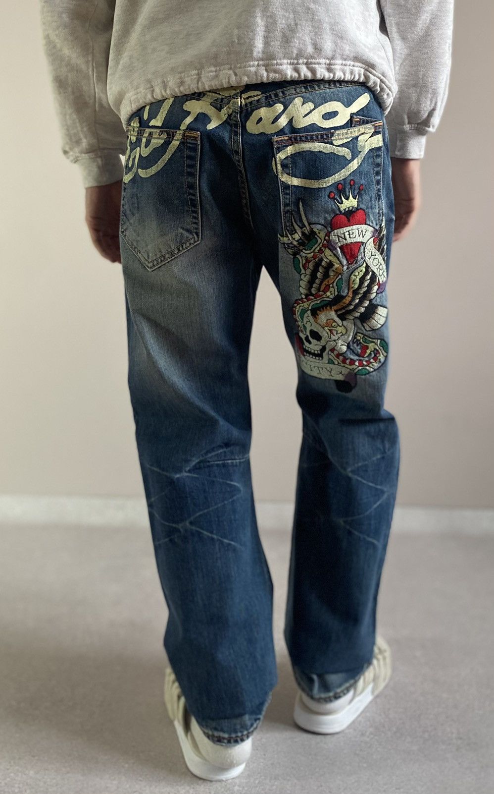 Ed Hardy by Christian Audigier Denim Jeans Big Logo Pants