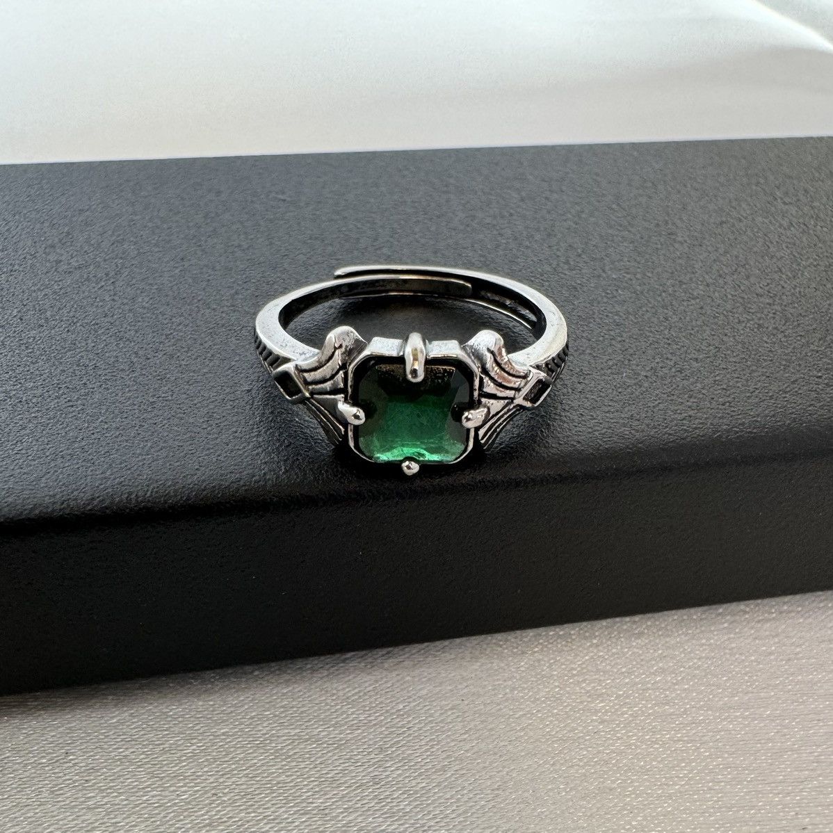 Other Adjustable Green Zircon Ring for Men Women Size ONE SIZE - 4 Thumbnail