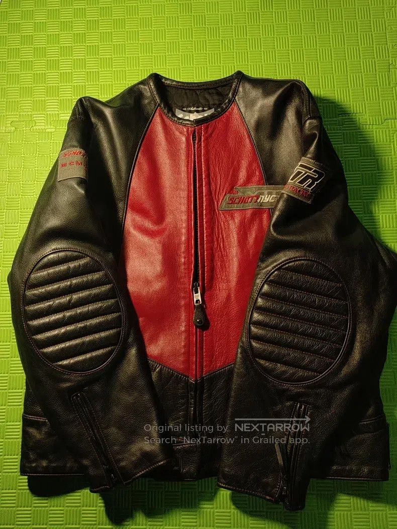 Schott Schott Black and red color-blocked motorcycle leather jack Size US XXL / EU 58 / 5 - 2 Thumbnail