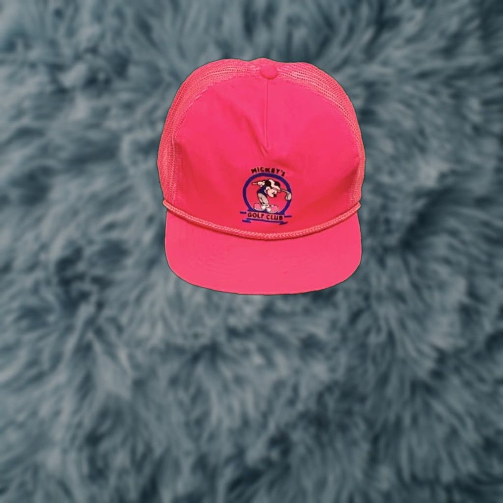 Disney VINTAGE Mickey Mouse Golf Club VTG Snap Back Trucker Hat Adult Pink 80s 90s Cartoon Sports Adjustable Men One Size Size ONE SIZE - 1 Thumbnail