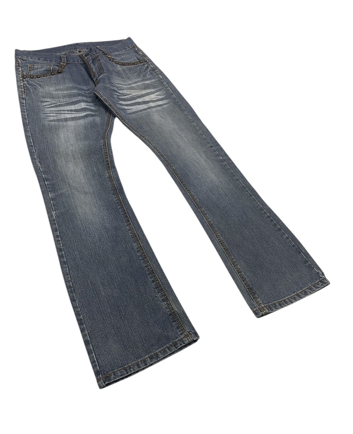 5351 POUR LES HOMMES 291295=Homme Studded Leather Pocket Jeans Size US 31 - 4 Thumbnail