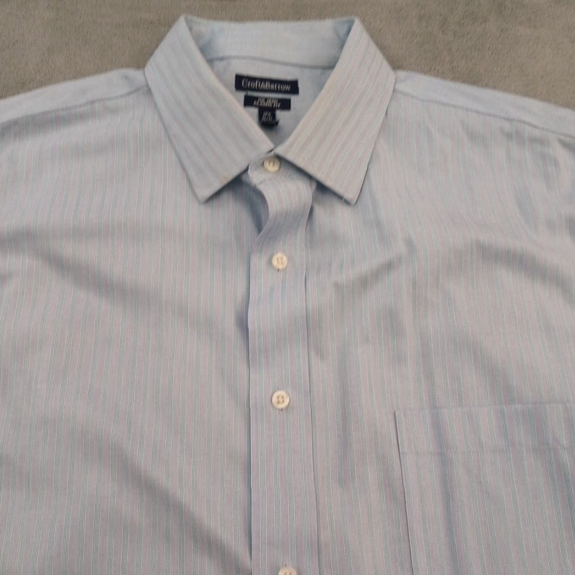 Croft & Barrow Croft & Barrow Shirt Mens 17.5 Blue Striped Long Sleeve Button Up Cotton Size US XXL / EU 58 / 5 - 2 Thumbnail