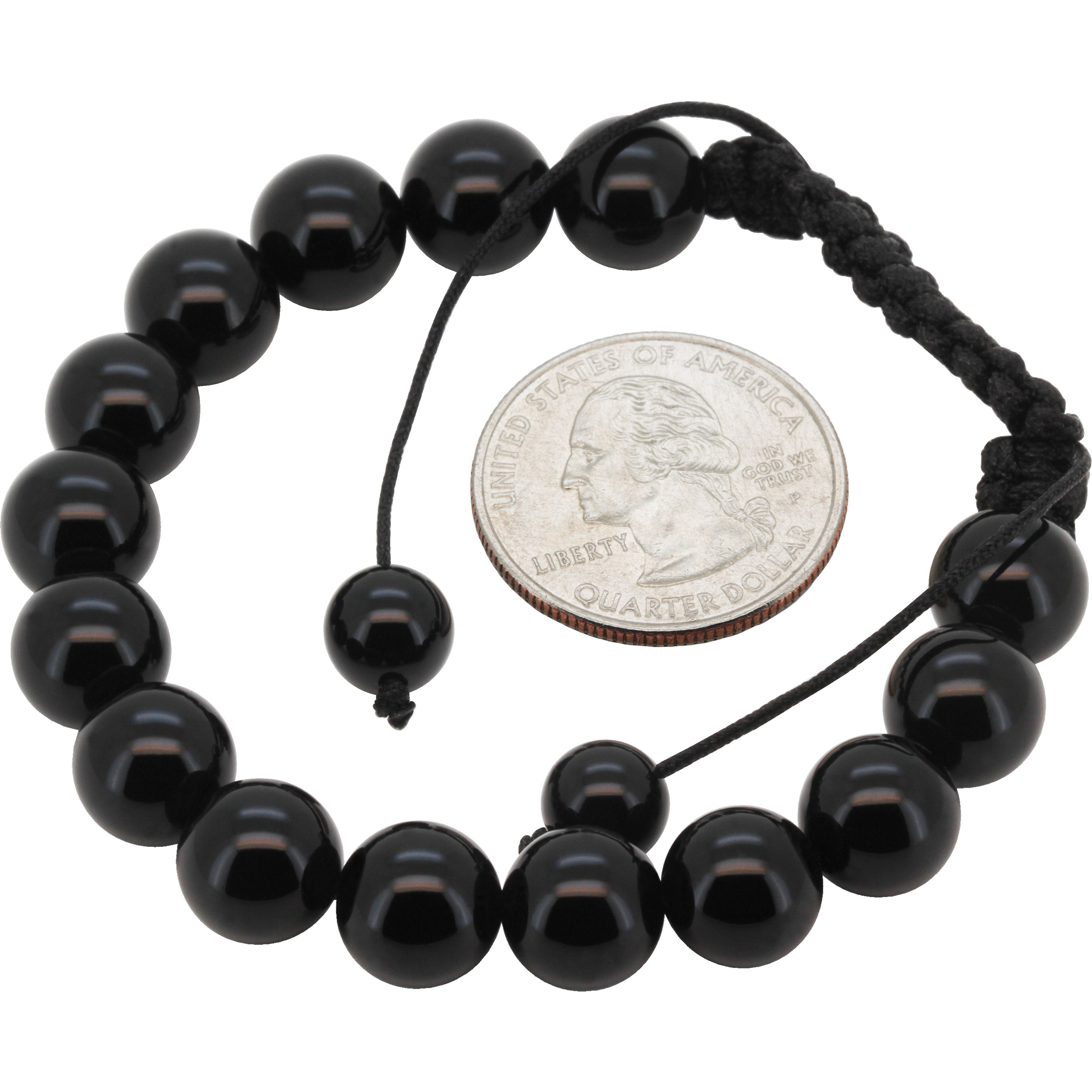 Other 10mm Obsidian Gemstone Beaded Adjustable Bracelet 7.5”-8” Size ONE SIZE - 1 Preview