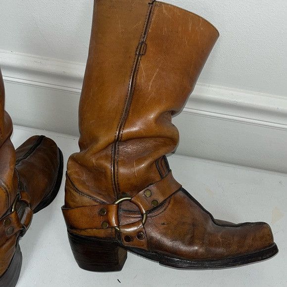 Frye FRYE VINTAGE 70s BROWN LEATHER HARNESS MOTO BOOT MENS 10.5 D Size US 10.5 / EU 43-44 - 1 Thumbnail