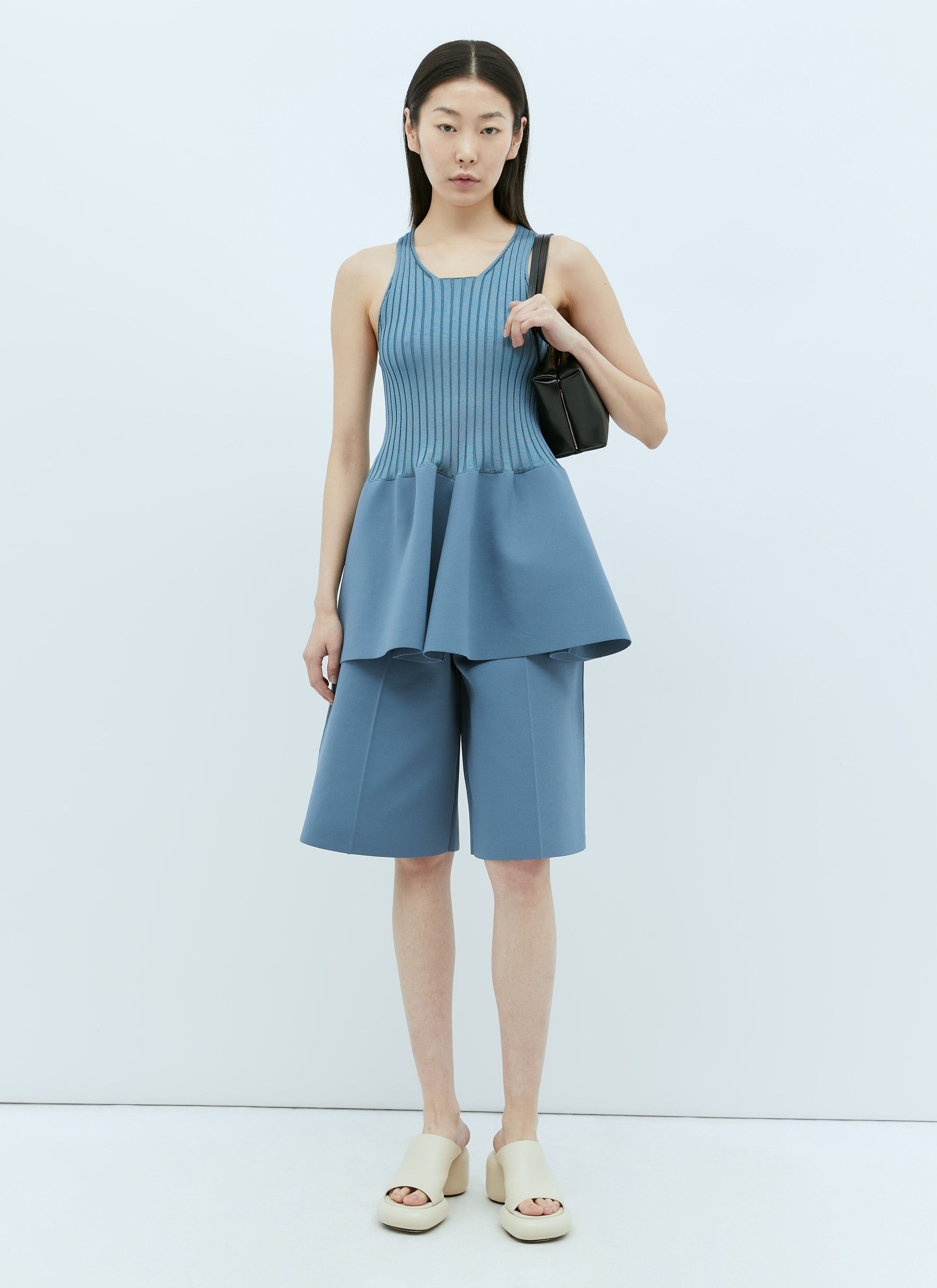 Jil Sander o1w1db10825 Knit Sleeves Tulip Tank Top in Blue Size XL / US 12-14 / IT 48-50 - 3 Thumbnail