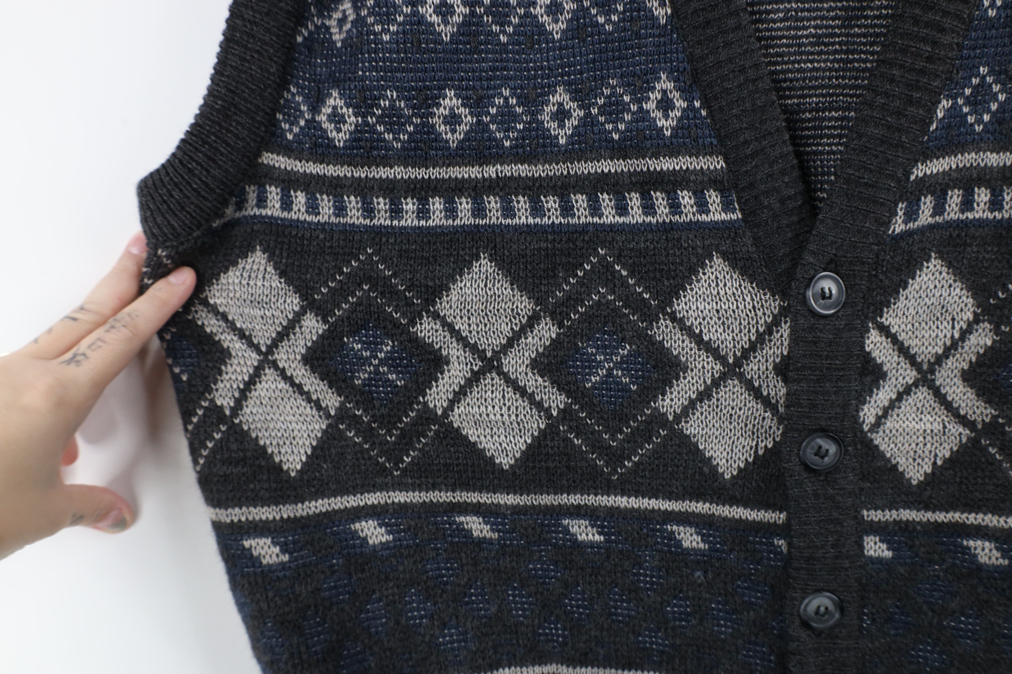 Vintage Deadstock Vintage 90s Streetwear Knit Cardigan Sweater Vest Size US XL / EU 56 / 4 - 5 Thumbnail