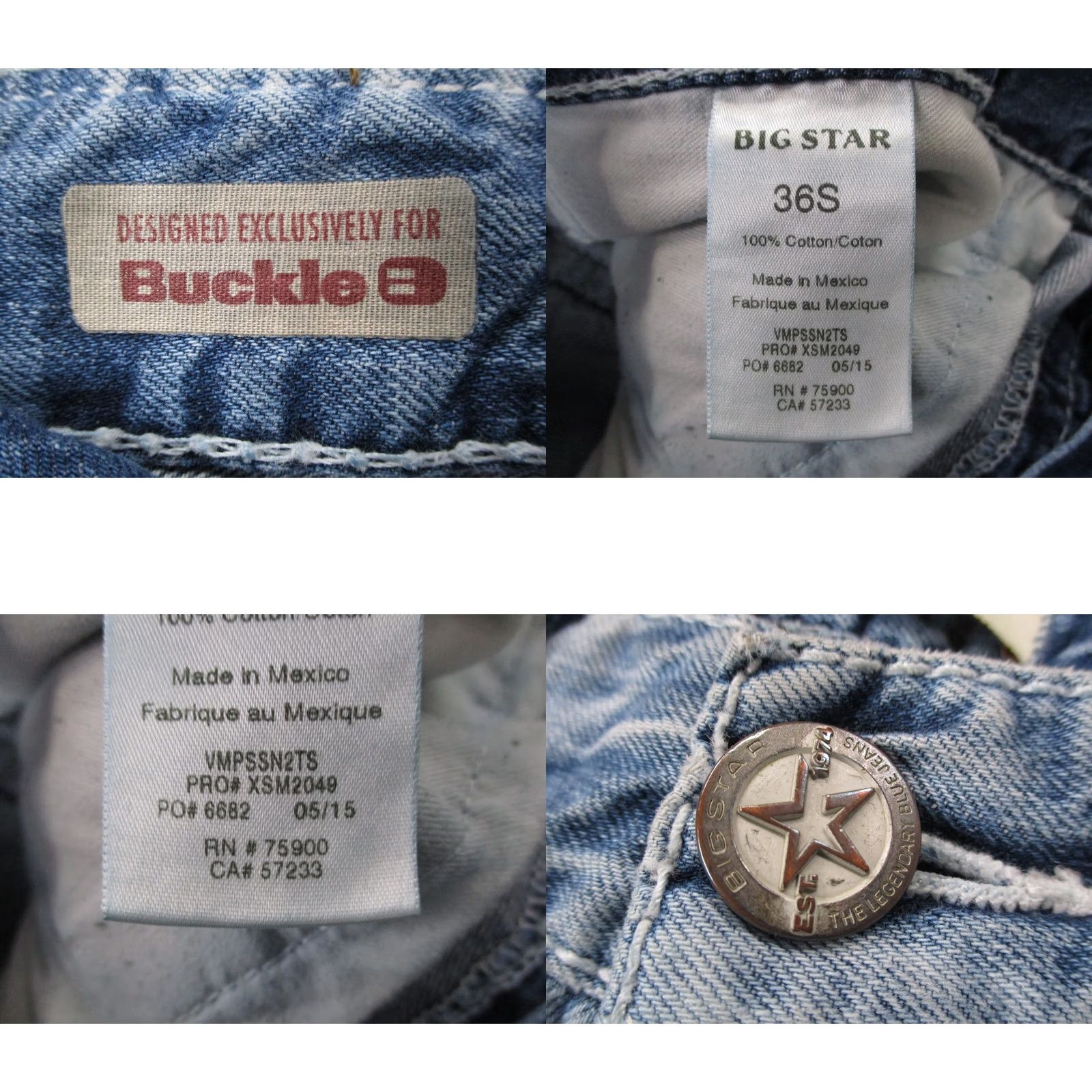 Vintage BIG STAR Jeans Mens 36 Straight Distressed Blue Denim 31in Inseam Casual Buckle Previous Tag Buckle Size US 36 / EU 52 - 8 Thumbnail