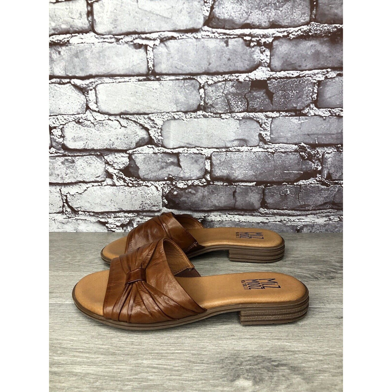Other Miz Mooz Daisey Brown Leather Ruched Slides Heel Sandals Wom Size US 7.5 / IT 37.5 - 1 Thumbnail