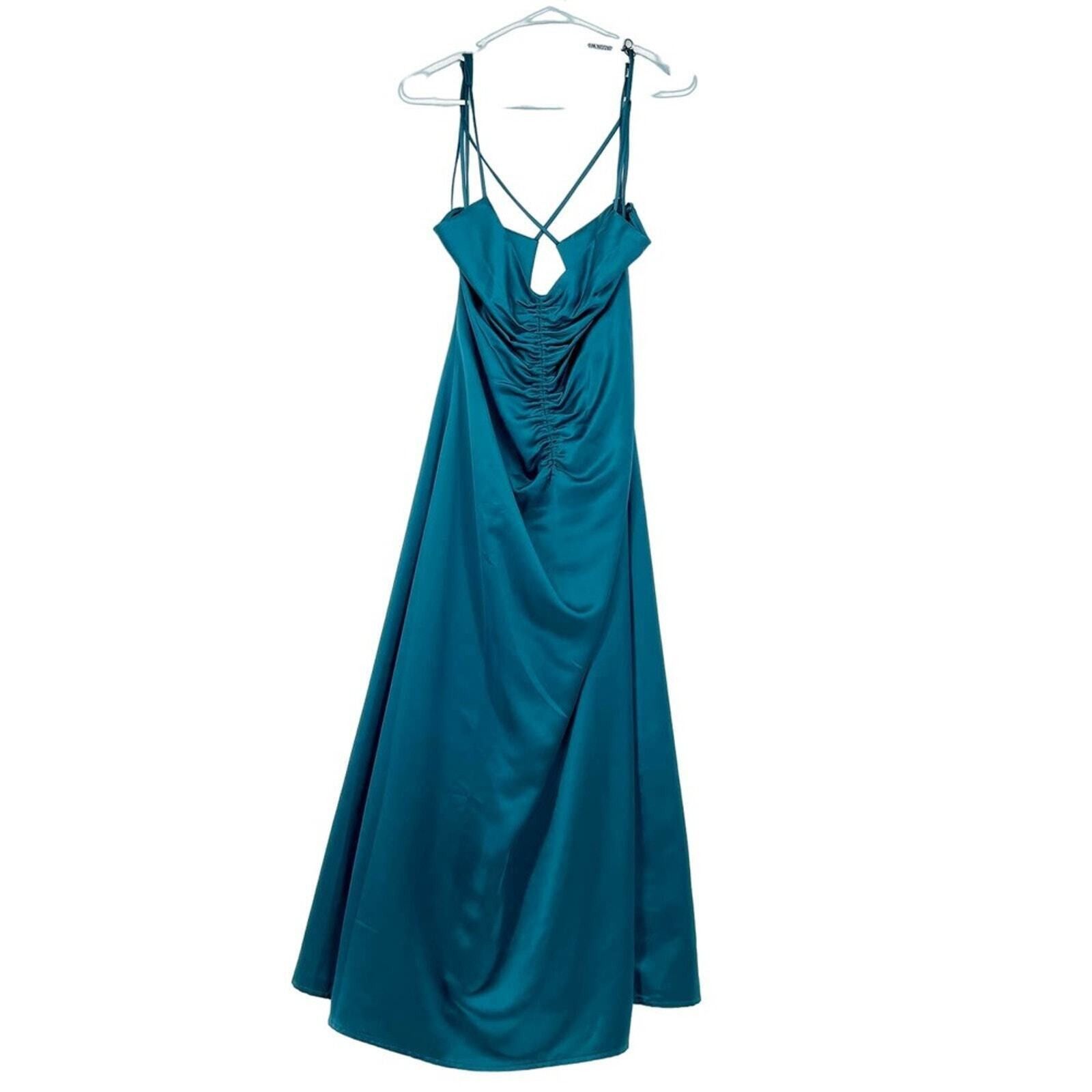 Jason Wu Jason Wu Teal Crisscross Tie Shoulder Slip Maxi Dress Large Size L / US 10 / IT 46 - 1 Thumbnail