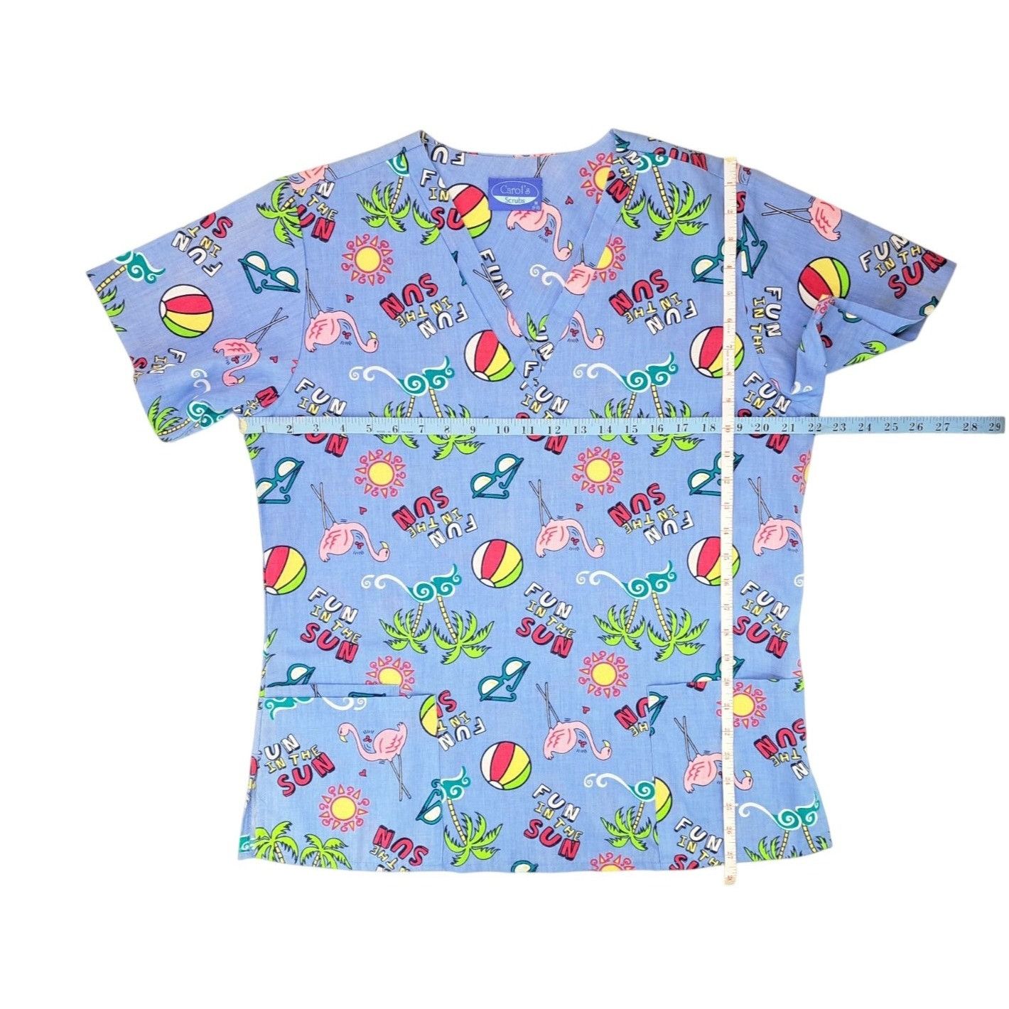 Other Carol's Scrubs Fun In The Sun Beach Scrub Top Flamingo Palm Size M / US 6-8 / IT 42-44 - 9 Thumbnail
