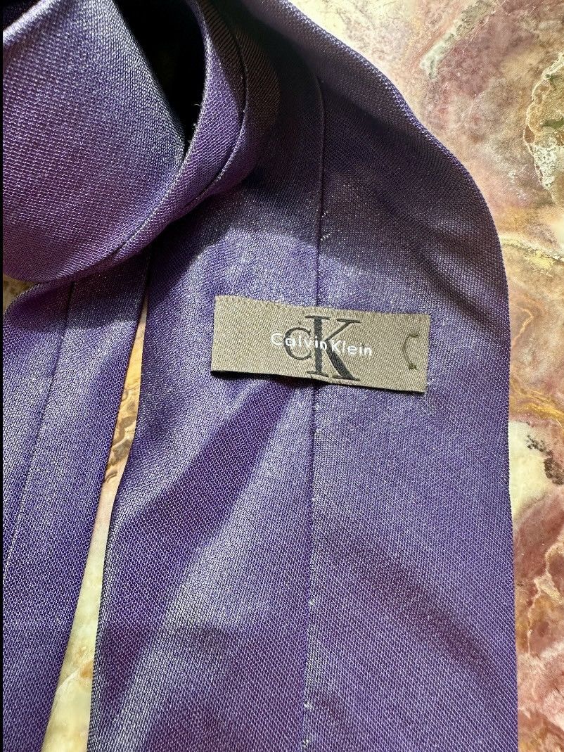 Calvin Klein VINTAGE Y2K 2000s CALVIN KLEIN MENS NECKTIE METALLIC PURPLE Size ONE SIZE - 3 Thumbnail