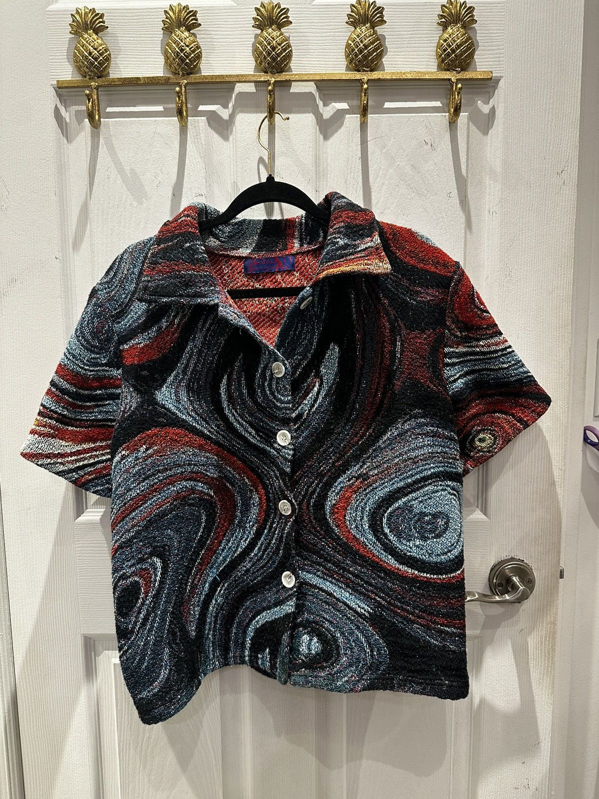 Other 4444 Button Down Knit Tapestry Bowling Shirt Size US M / EU 48-50 / 2 - 1 Thumbnail