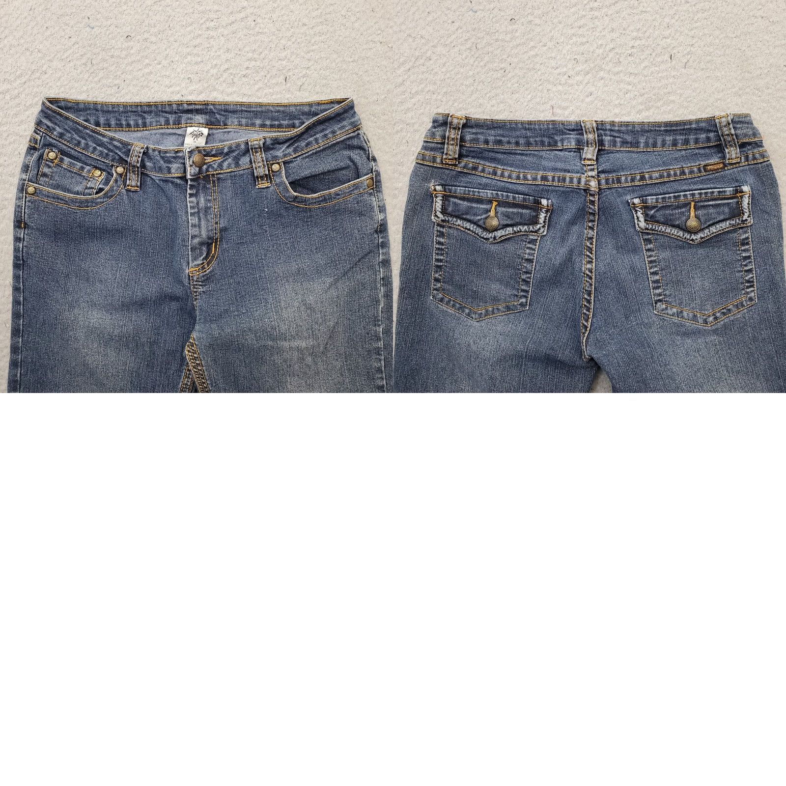 Denime parAna Jeans Womens Bootcut M Blue Denim Low Rise Contrast Stitch Vintage Y2K Size 32" / US 10 / IT 46 - 8 Thumbnail