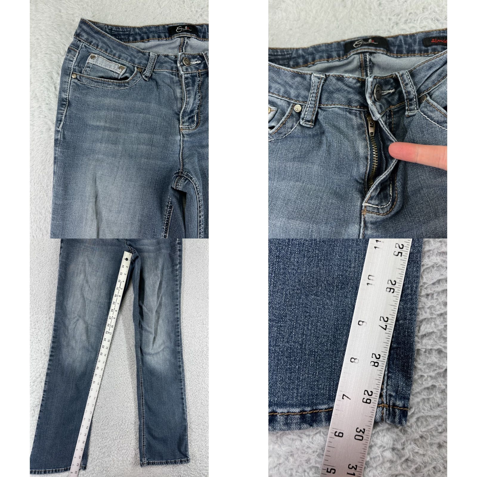 Vintage Earl Jean Jeans Women 25 Blue Denim Slim Boot Medium Wash Low Rise Embroidered Pants Size 42" / US 20 - 8 Thumbnail