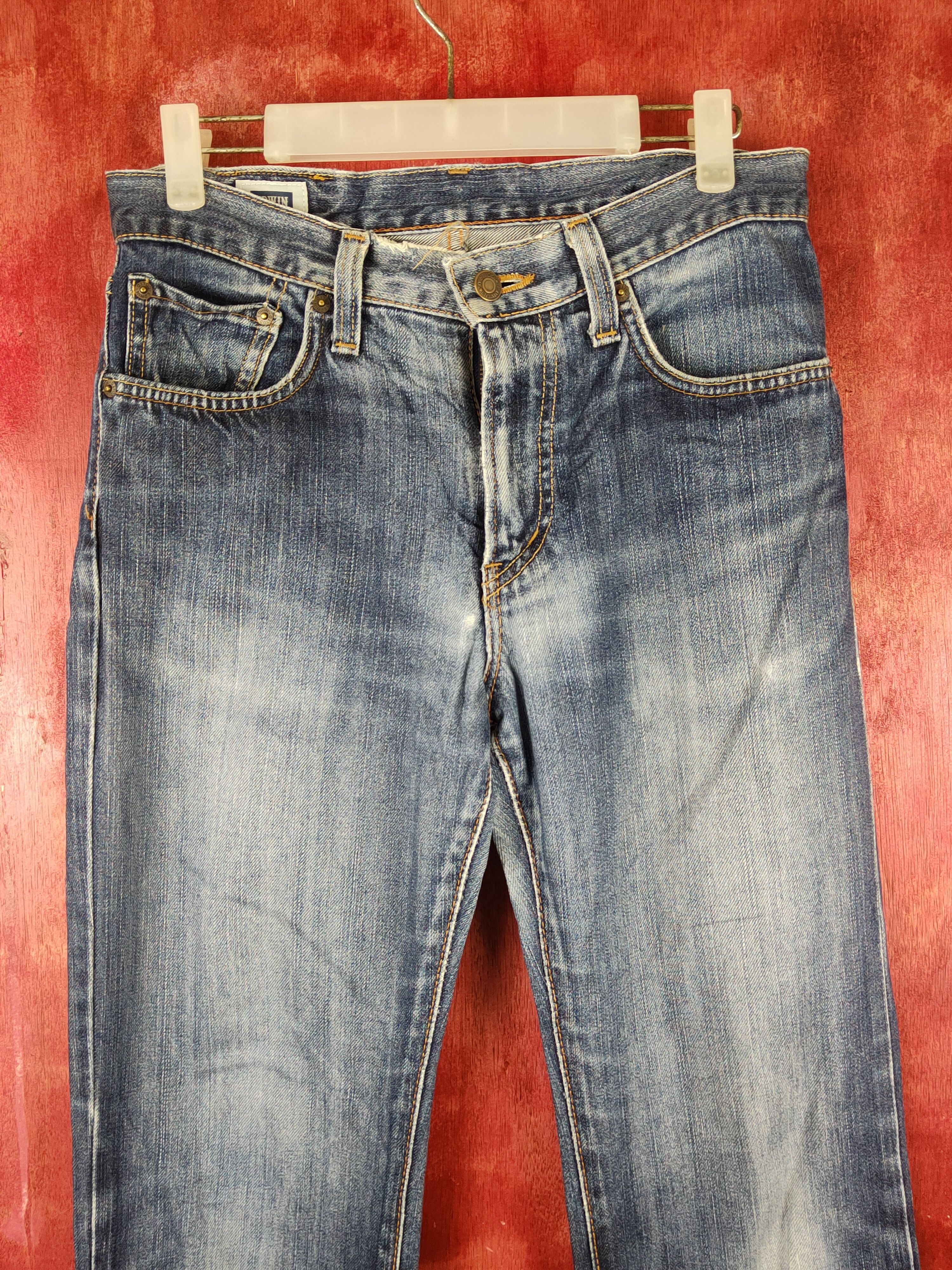 Edwin Edwin Dark Blue Distressed Ripped Jeans #S1646 Size US 29 - 2 Thumbnail