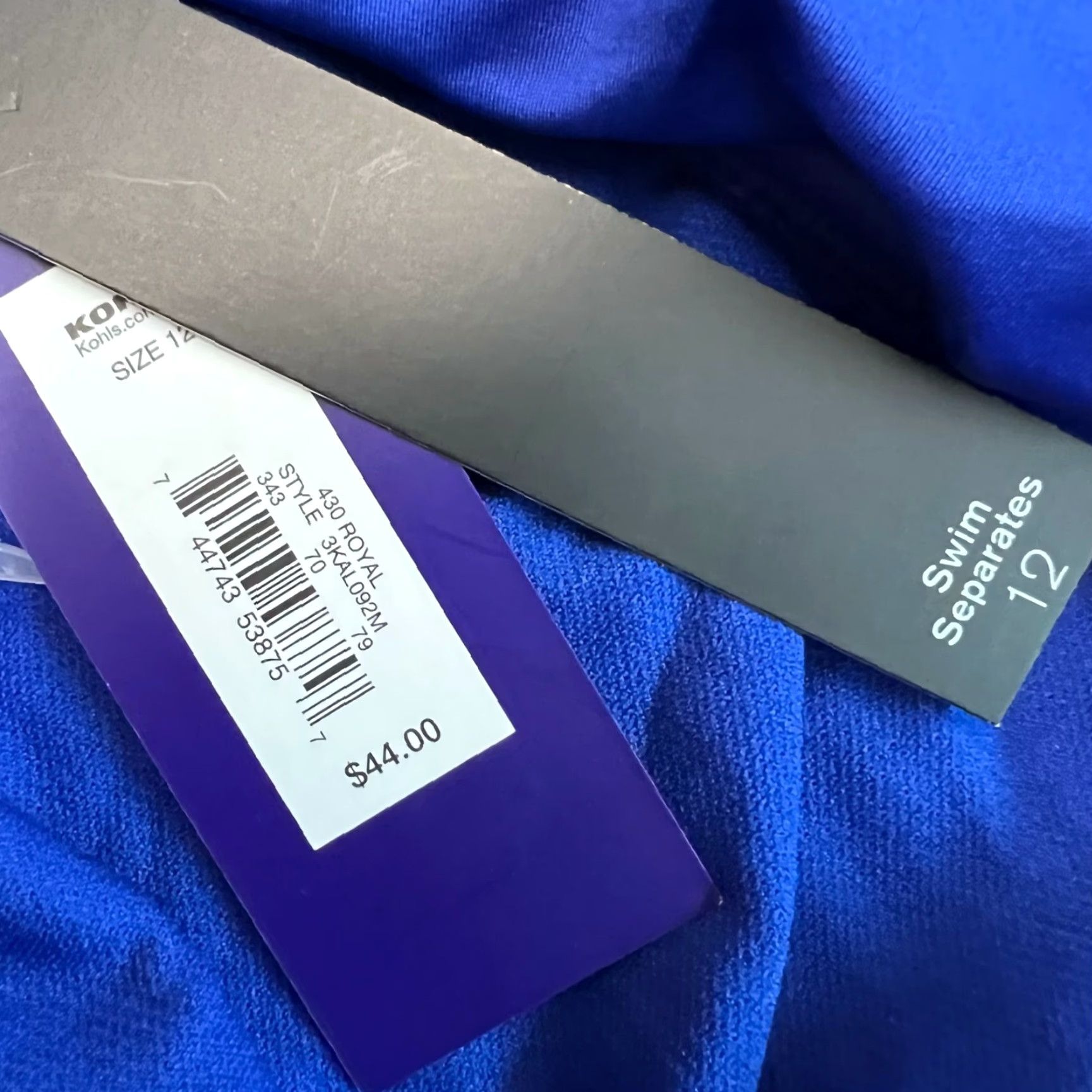 Apt. 9 APT. 9 Women's Royal Blue Bikini Bottom, Size 12, Solid Pull-On Swimwear, Comfortable Fit Size 34" / US 12 / IT 48 - 4 Thumbnail