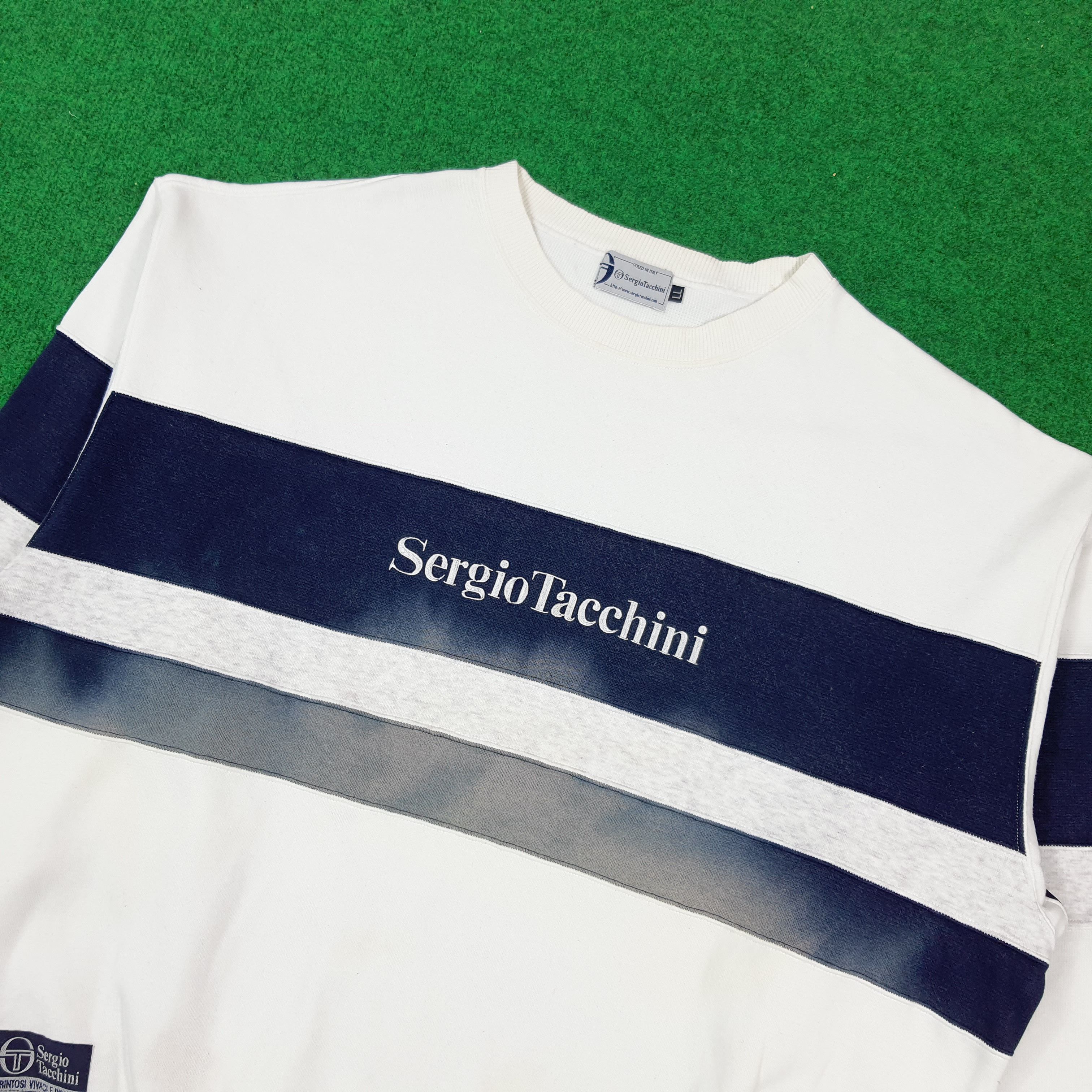 Sergio Tacchini Vintage Retro Sergio Tacchini Sweatshirt Navy Stripe C293N18 Size US XL / EU 56 / 4 - 2 Thumbnail
