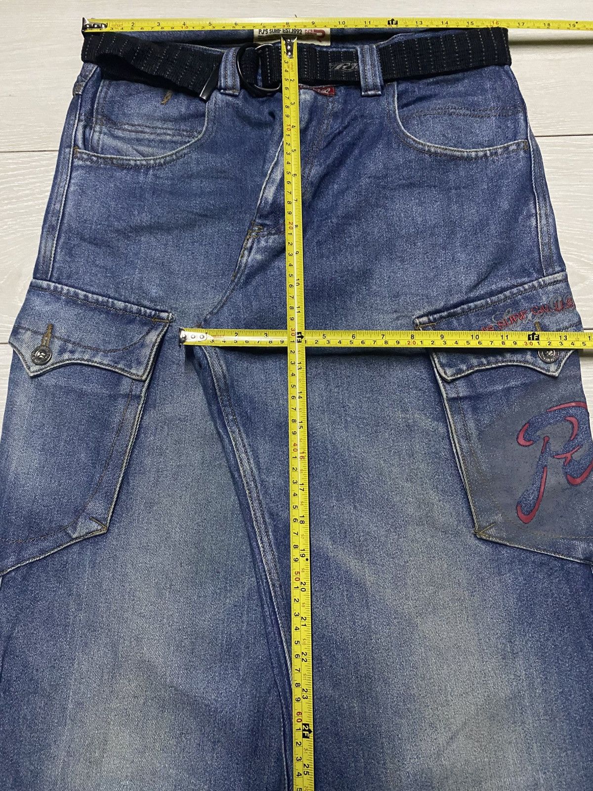 JNCO PJ’s Surfo Blue Wash With Belt Cargo Baggy Jeans Size US 32 / EU 48 - 15 Thumbnail