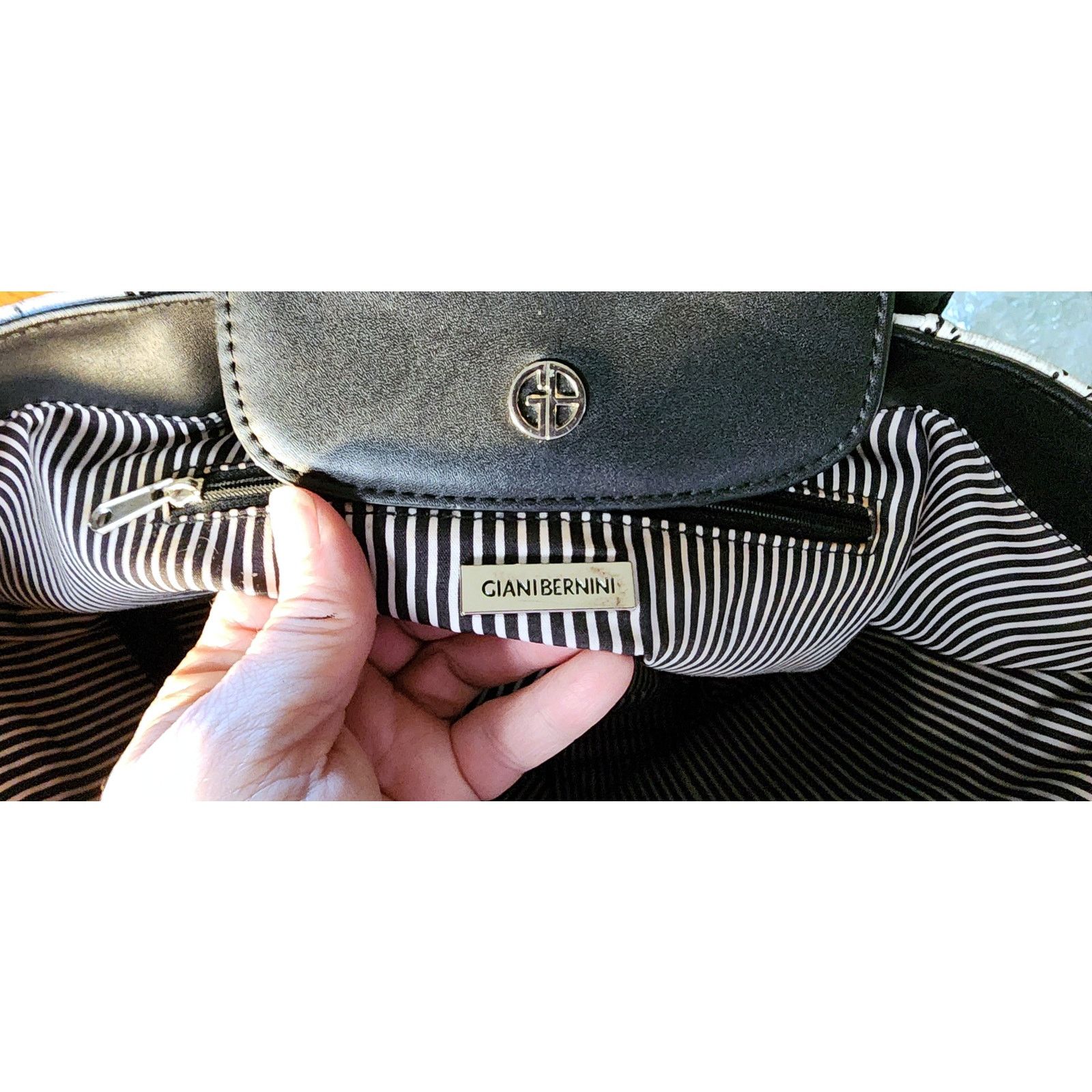 Giani Bernini Giani Bernini Women's Tote White Black Grey Diamond Print Size ONE SIZE - 4 Thumbnail