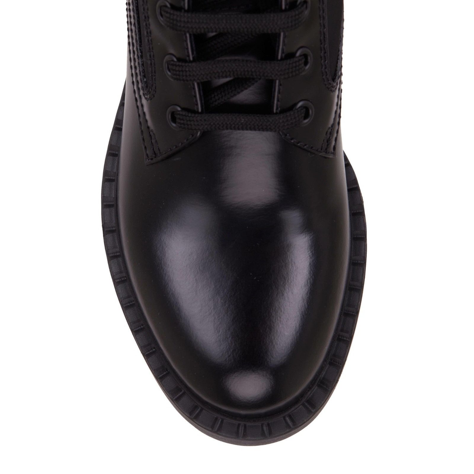 Prada Prada Black Brushed Leather Lace Up Combat Ankle Boot 36.5 Size US 6.5 / IT 36.5 - 8 Thumbnail