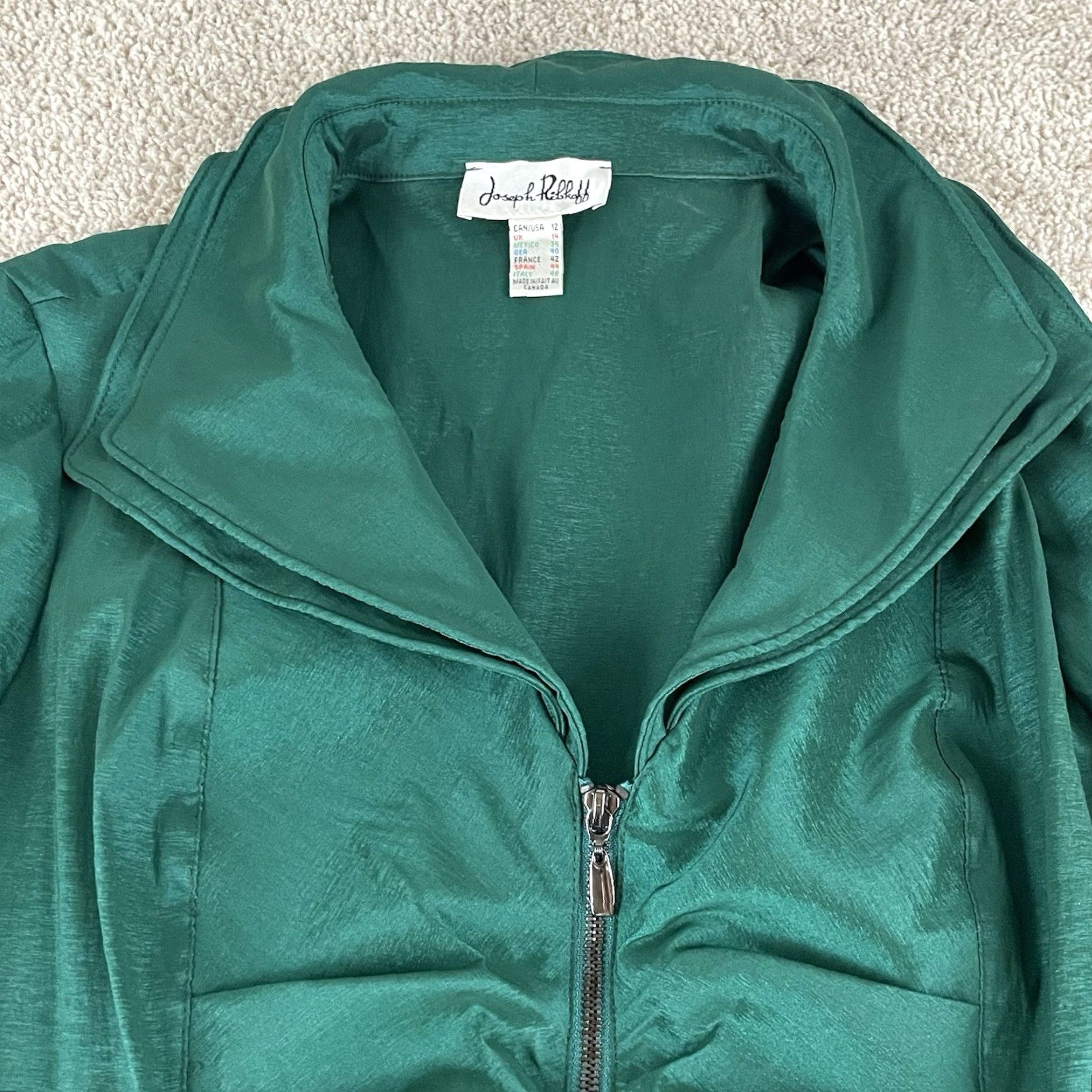 Joseph Ribkoff Joseph Ribkoff Jacket Emerald Size 12 Full Zip Collared Ruched Quiet Luxury R2 Size XL / US 12-14 / IT 48-50 - 5 Thumbnail