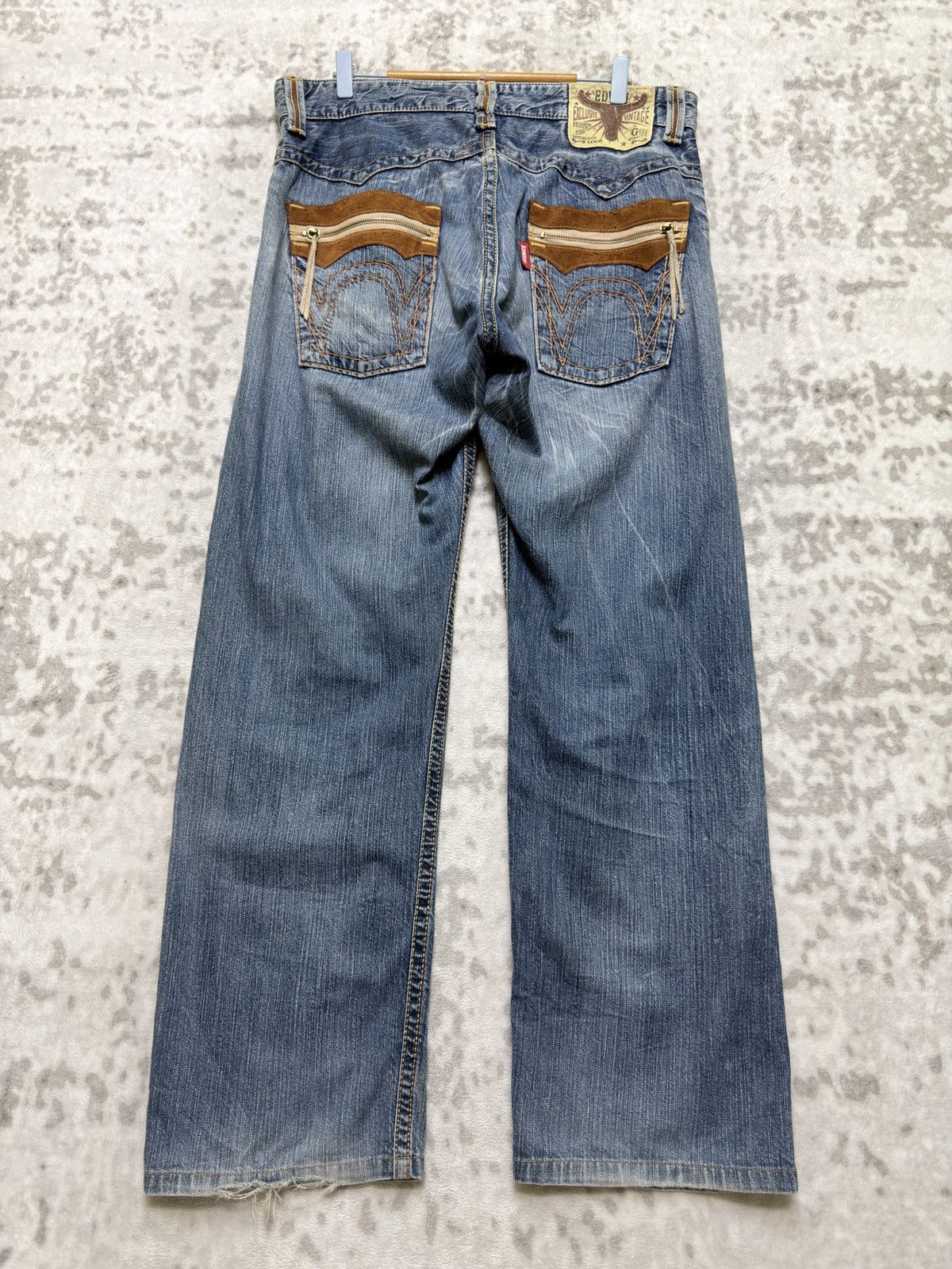 Edwin Vintage Edwin 464XVS Western Suede Zip Pocket Denim Jeans