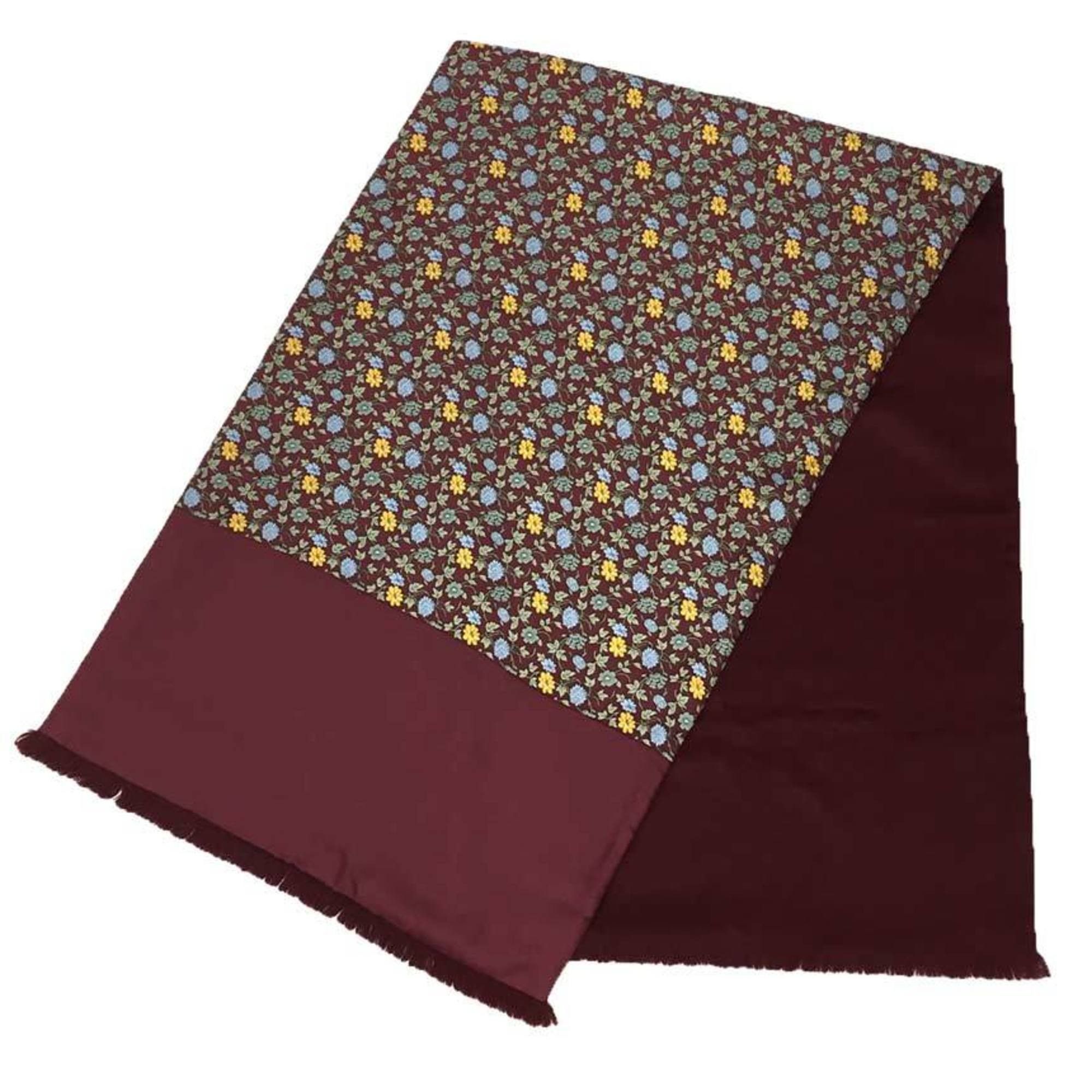 image of Hermes Muffler Stole Reversible Silk Angora Bordeaux Flower in Red, Women's