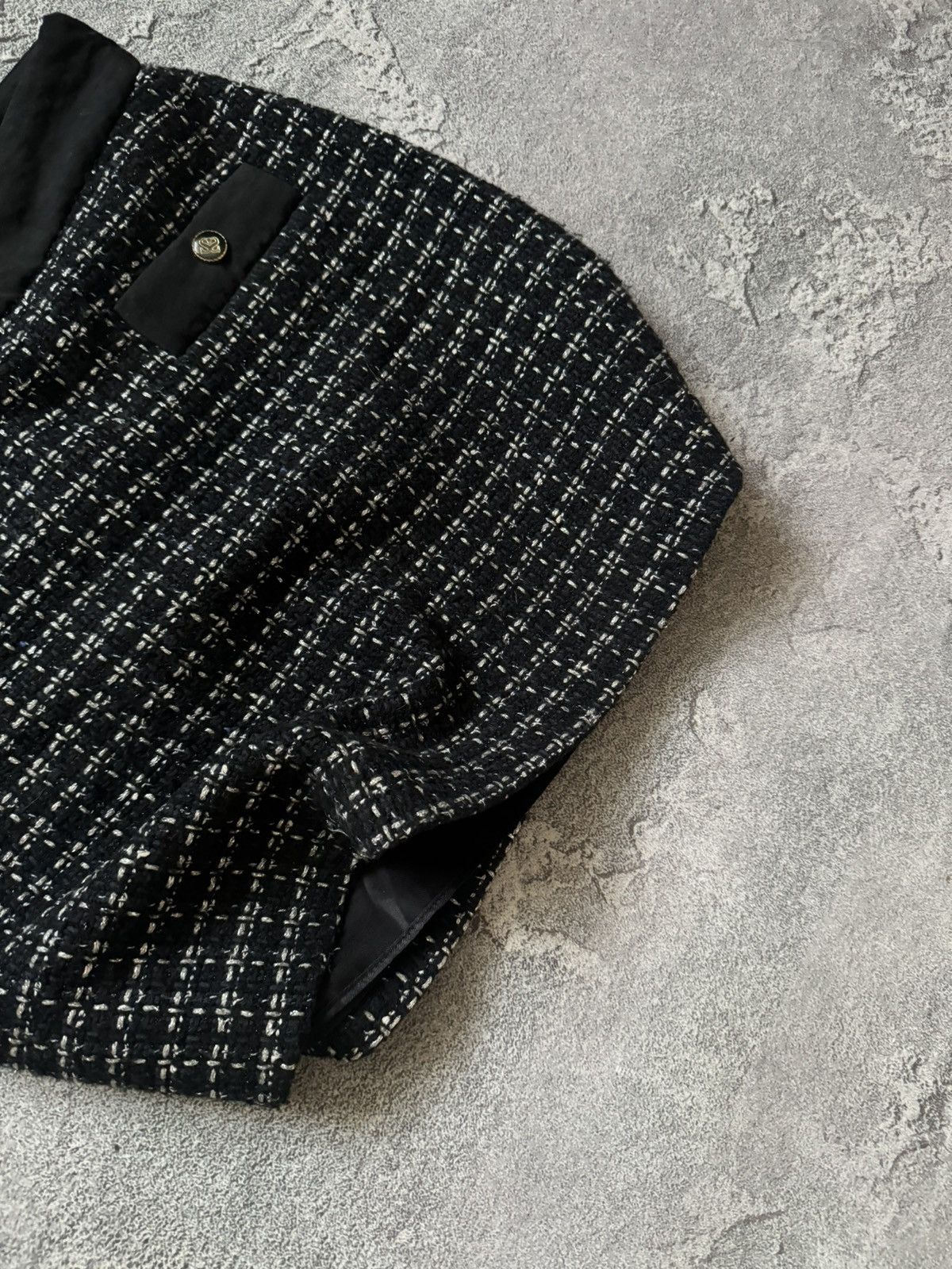 Designer × Sandro Sandro 1 tweed mini skirt chekered dark blue Size 25" / US 0 / IT 36 - 3 Thumbnail