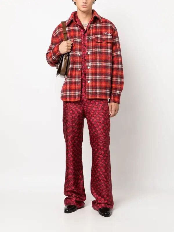 Amiri o1mle0426 Brushed Plaid Overshirt in Red Size US M / EU 48-50 / 2 - 2 Thumbnail