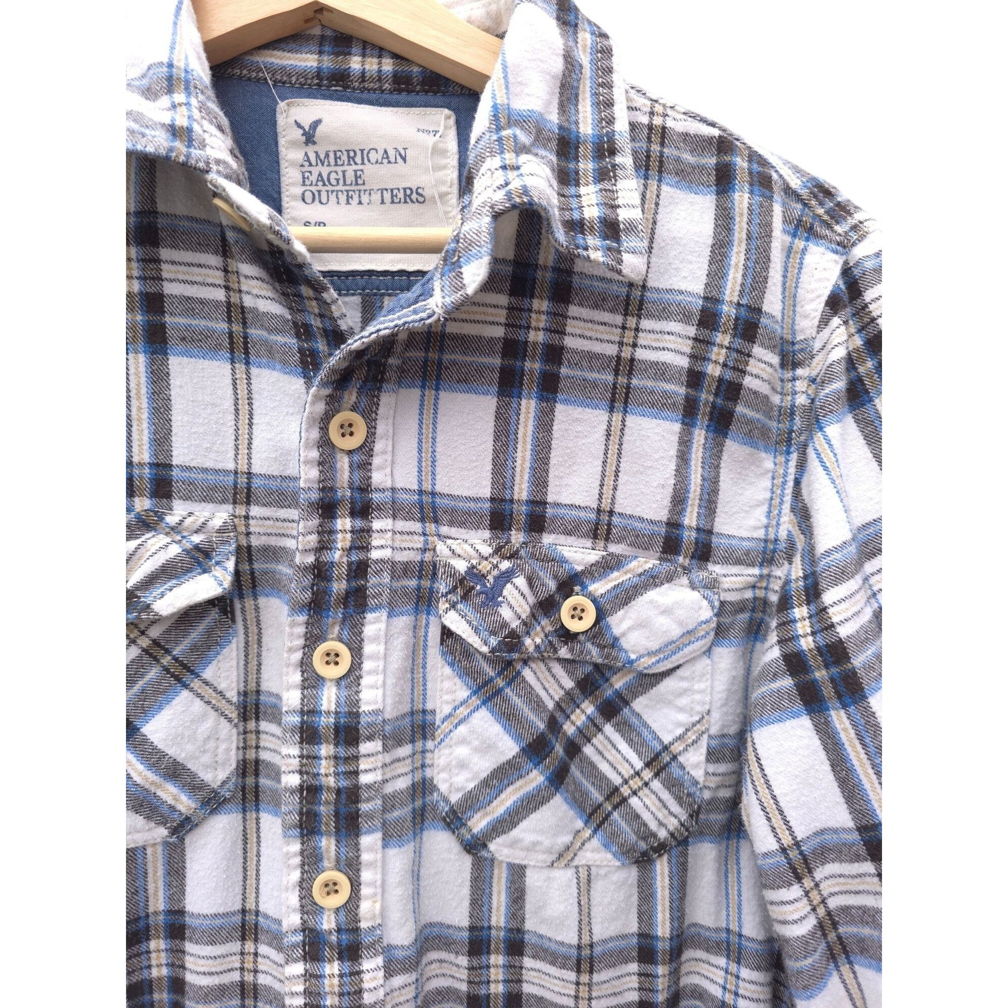 American Eagle Outfitters American Eagle Outfitters Plaid Button-Up Shirt S/P Blue Whi Size S / US 4 / IT 40 - 1 Thumbnail