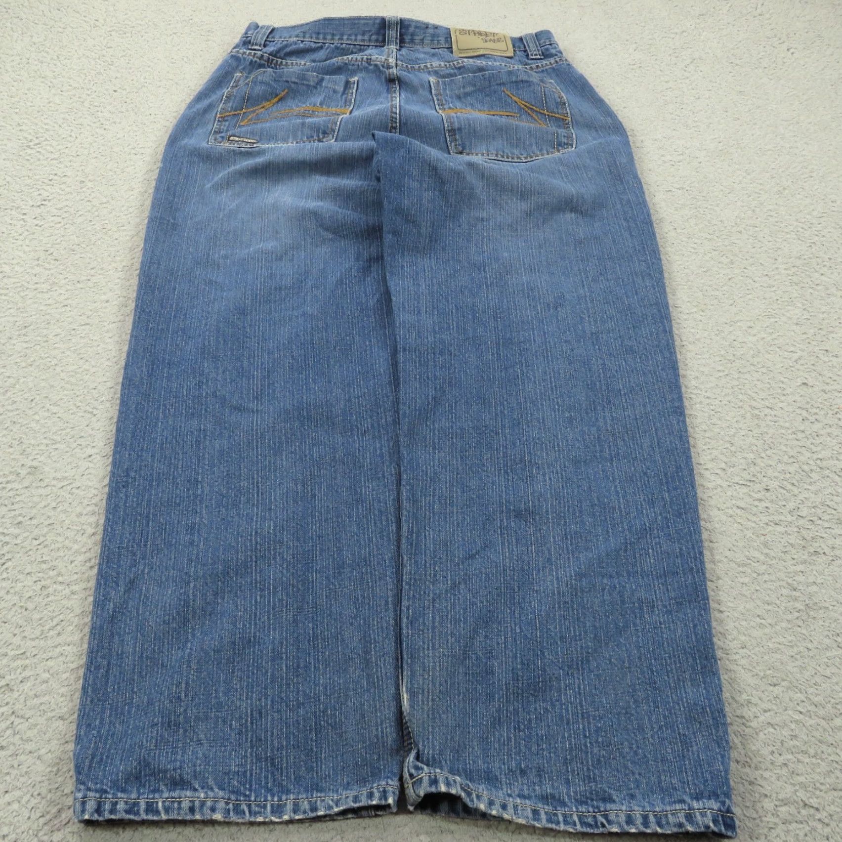 Vintage Street Jeans Baggy Jeans Men 34 Y2K Embroidered Skater Grunge Wide 10" Leg Opening Pipes 34x30 Blue Denim Cotton 5-Pocket Logo Vintage Mens Size US 34 / EU 50 - 2 Thumbnail