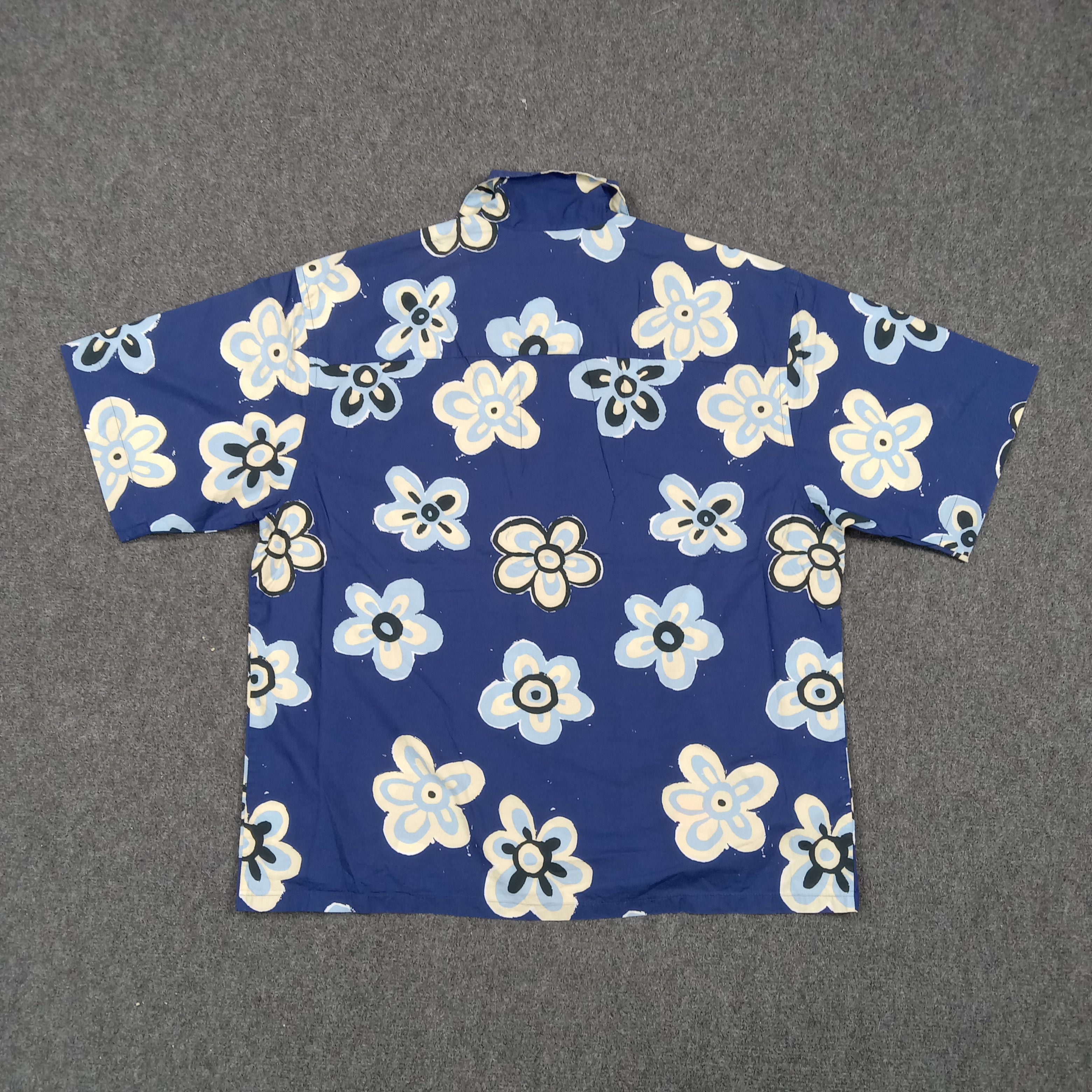 Marni × Uniqlo MARNI x UNIQLO Blue Floral Open Collar Shirt C276N64 Size US L / EU 52-54 / 3 - 4 Thumbnail
