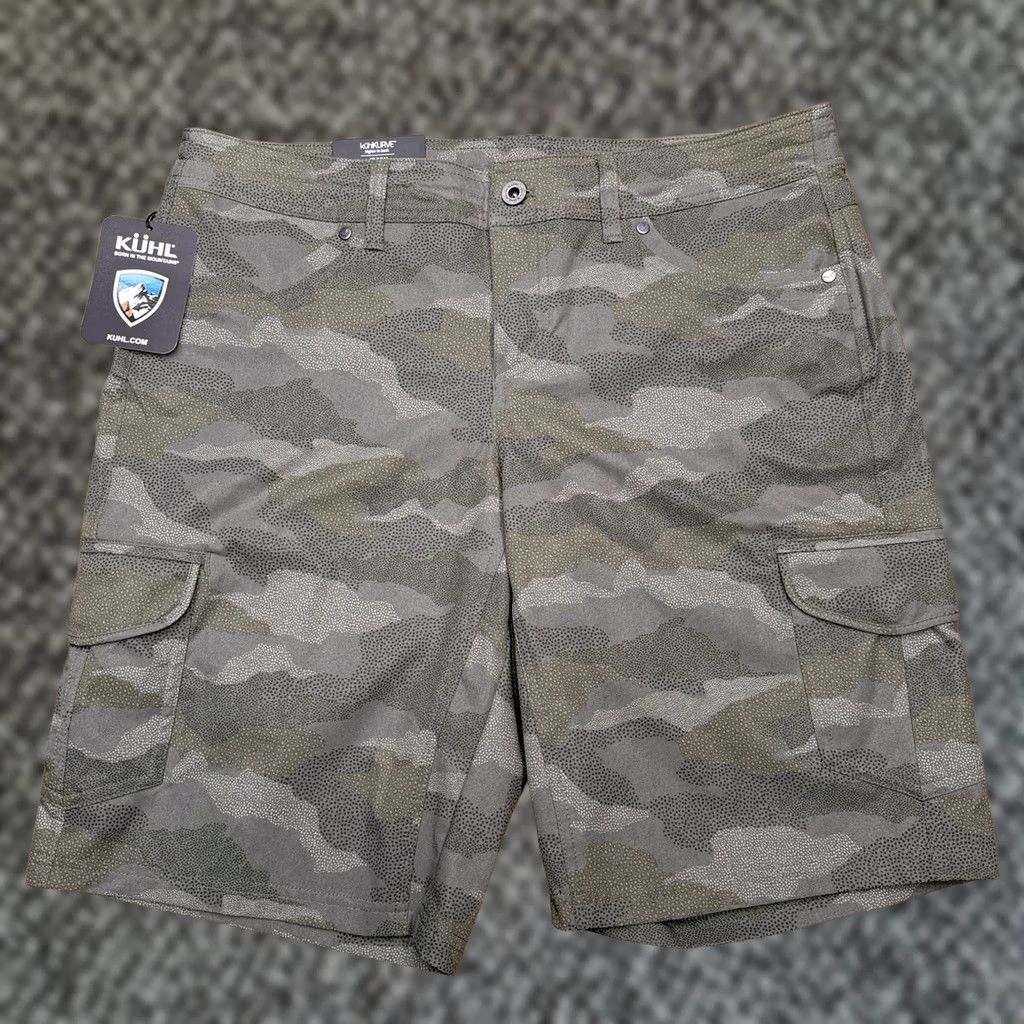 Olive Kuhl Cargo Shorts Womens 12 Olive Camo Green Mid Rise Stretch New Size 34" / US 12 / IT 48 - 1 Thumbnail
