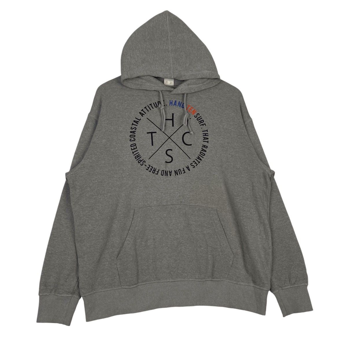 Hang Ten × Vintage Vintage Hang Ten Printed Hoodie Light Gray Pullover Jumper Size US L / EU 52-54 / 3 - 3 Thumbnail