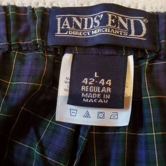 Vintage Lands' End Blue Plaid Button Down Top w Pocket & Elastic Wai Size US L / EU 52-54 / 3 - 12 Thumbnail
