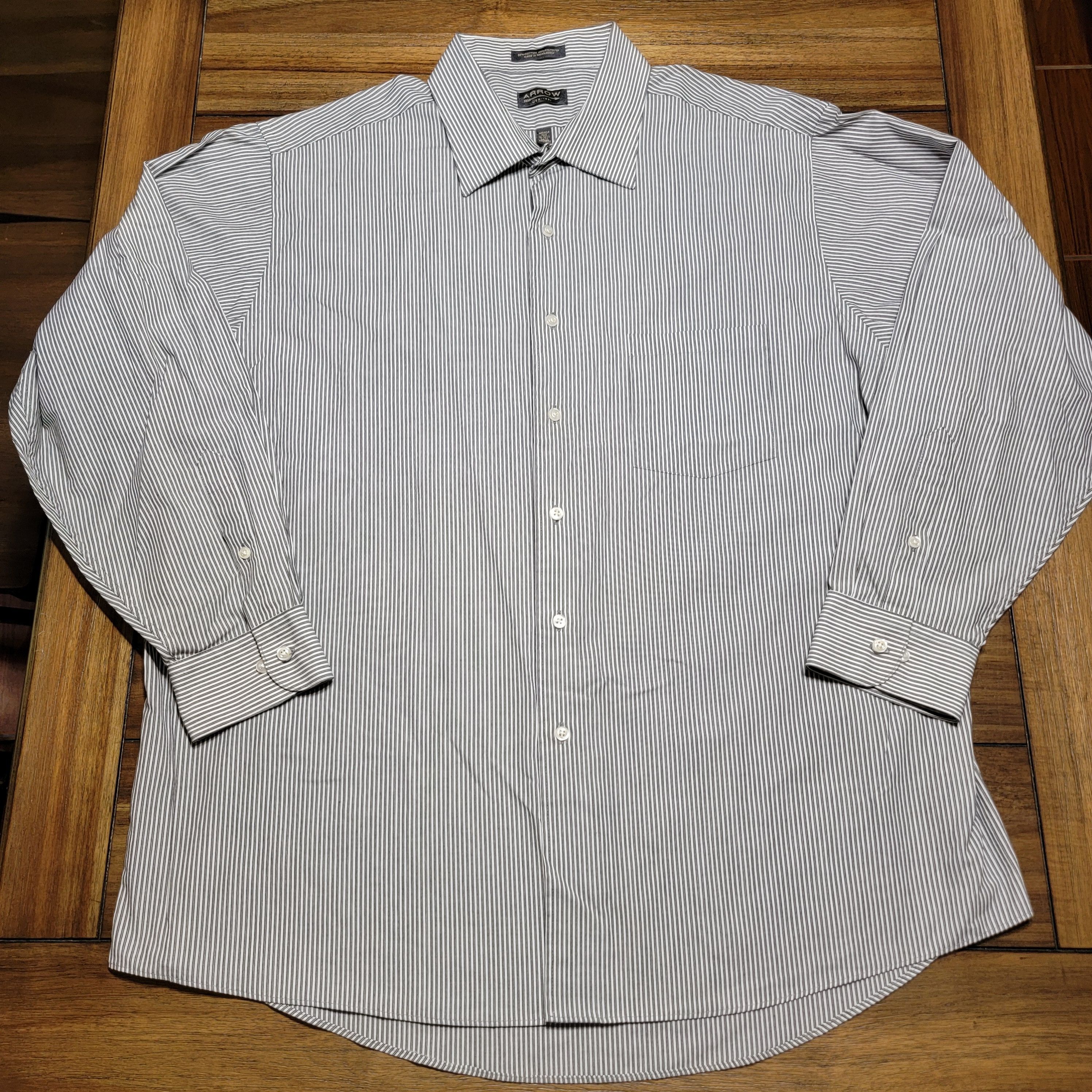 Arrow Arrow Full Button LS White w/ Black Stripes - Size XXL Size US XXL / EU 58 / 5 - 1 Thumbnail