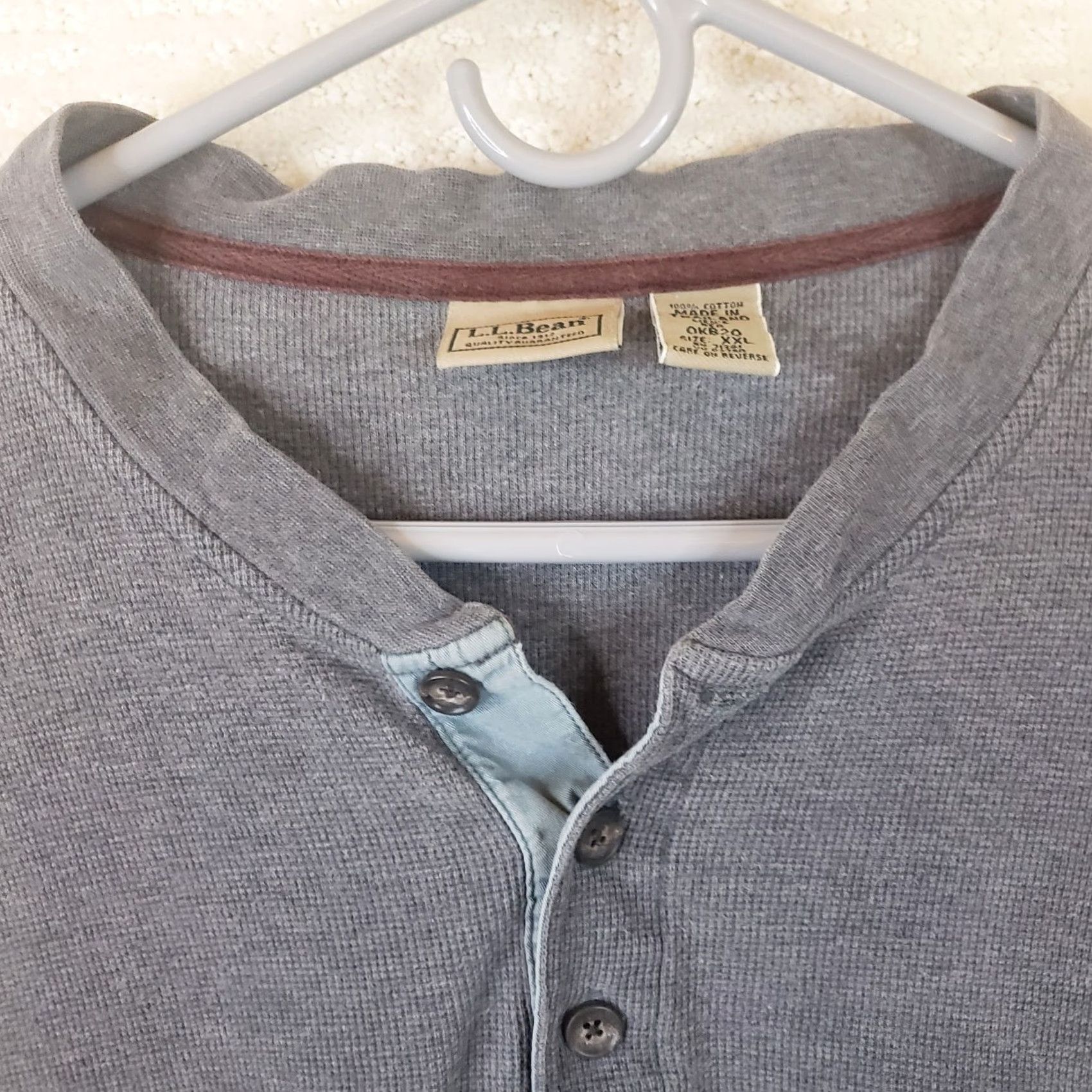 Vintage VINTAGE LL Bean Henley Shirt Men XXL Regular Gray Cotton Traditional Fit Long Sleeve Size US XXL / EU 58 / 5 - 5 Thumbnail