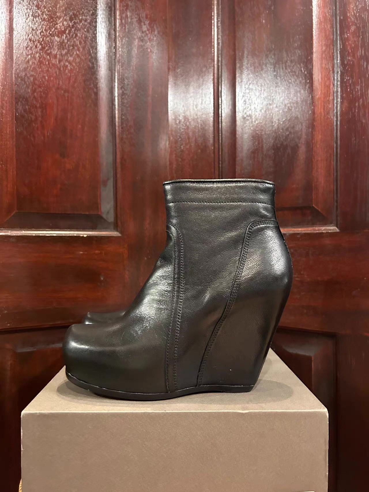 Rick Owens Rick Owens Women's Black Classic Wedge Boots Ｑ25 Size US 6 / IT 36 - 2 Thumbnail