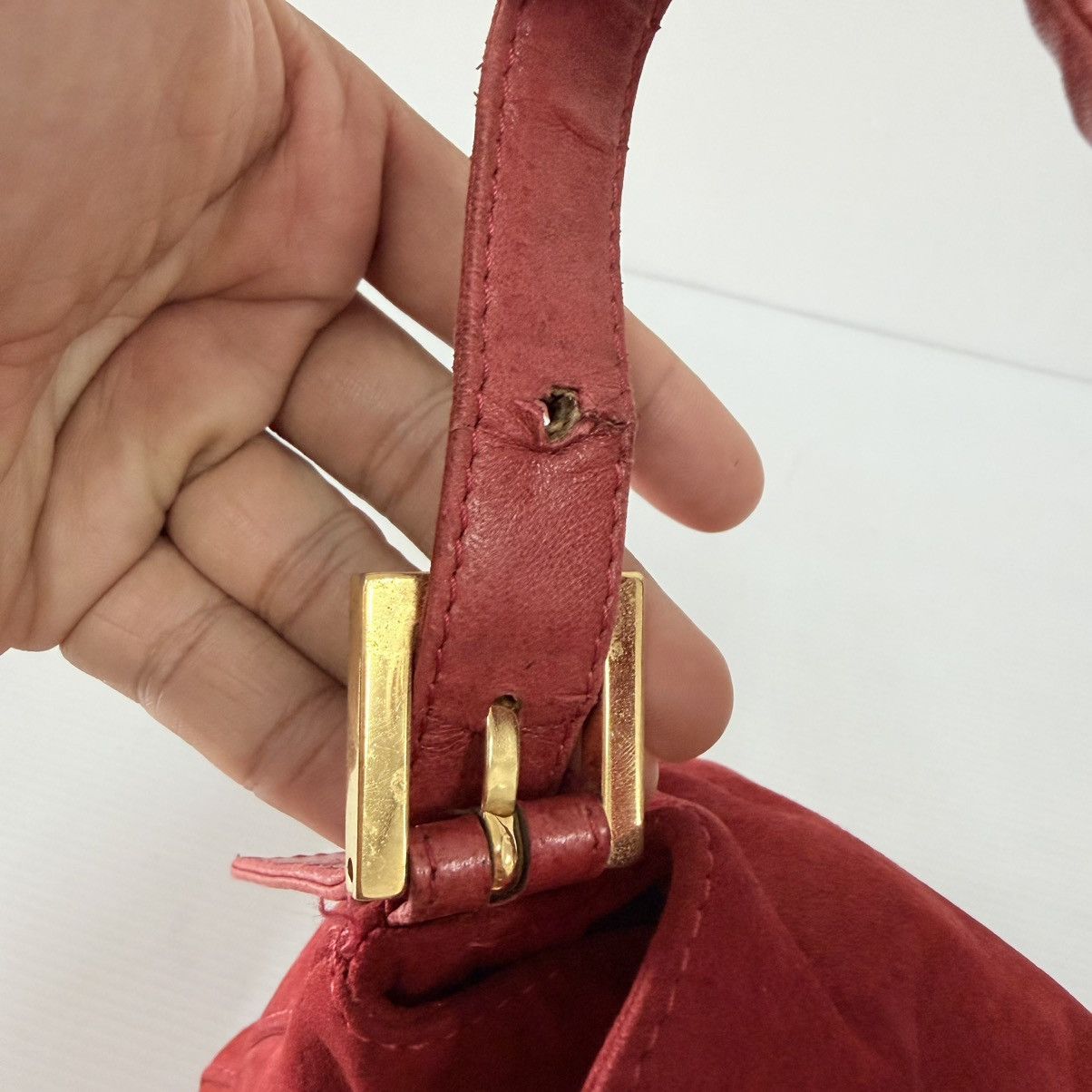 Fendi Fendi Baguette Red Suede Leather Shoulder Bag Size ONE SIZE - 11 Thumbnail