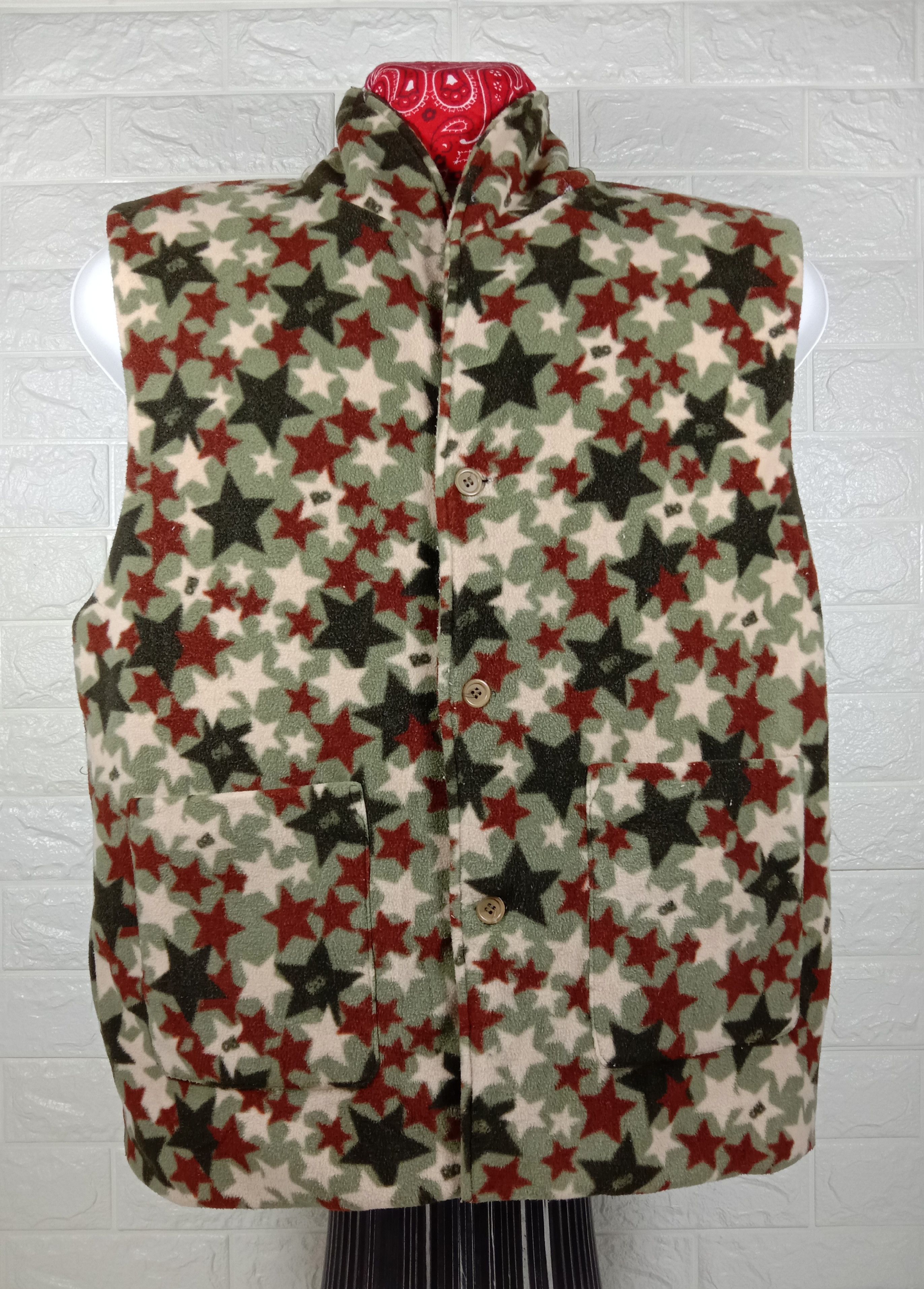 Japanese Brand Vintage Camo Stars Design Fleece Vest Size US L / EU 52-54 / 3 - 1 Thumbnail