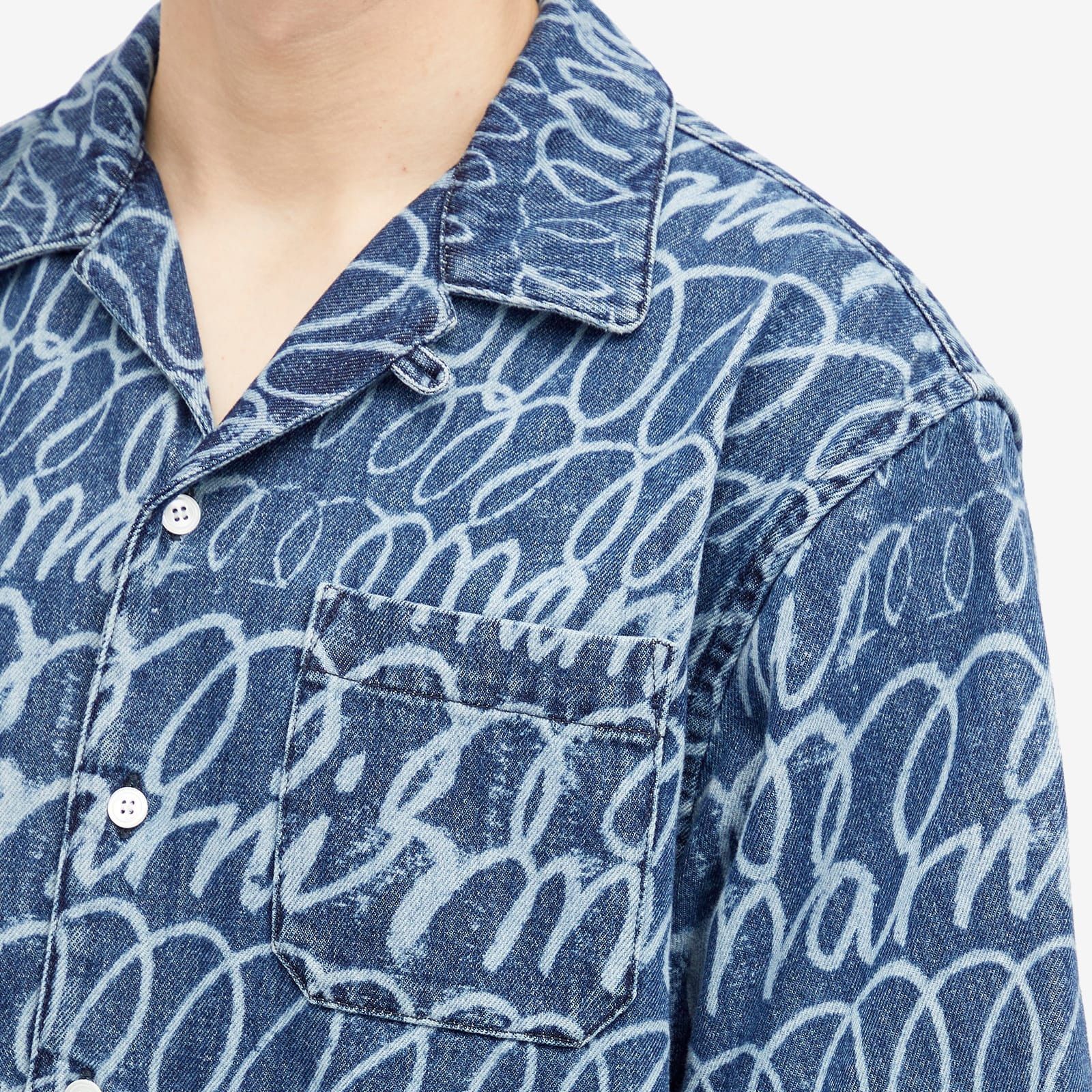 Marni o1w1db11025 Bleached Echoes Vacation Shirt in Blue Size US S / EU 44-46 / 1 - 4 Thumbnail