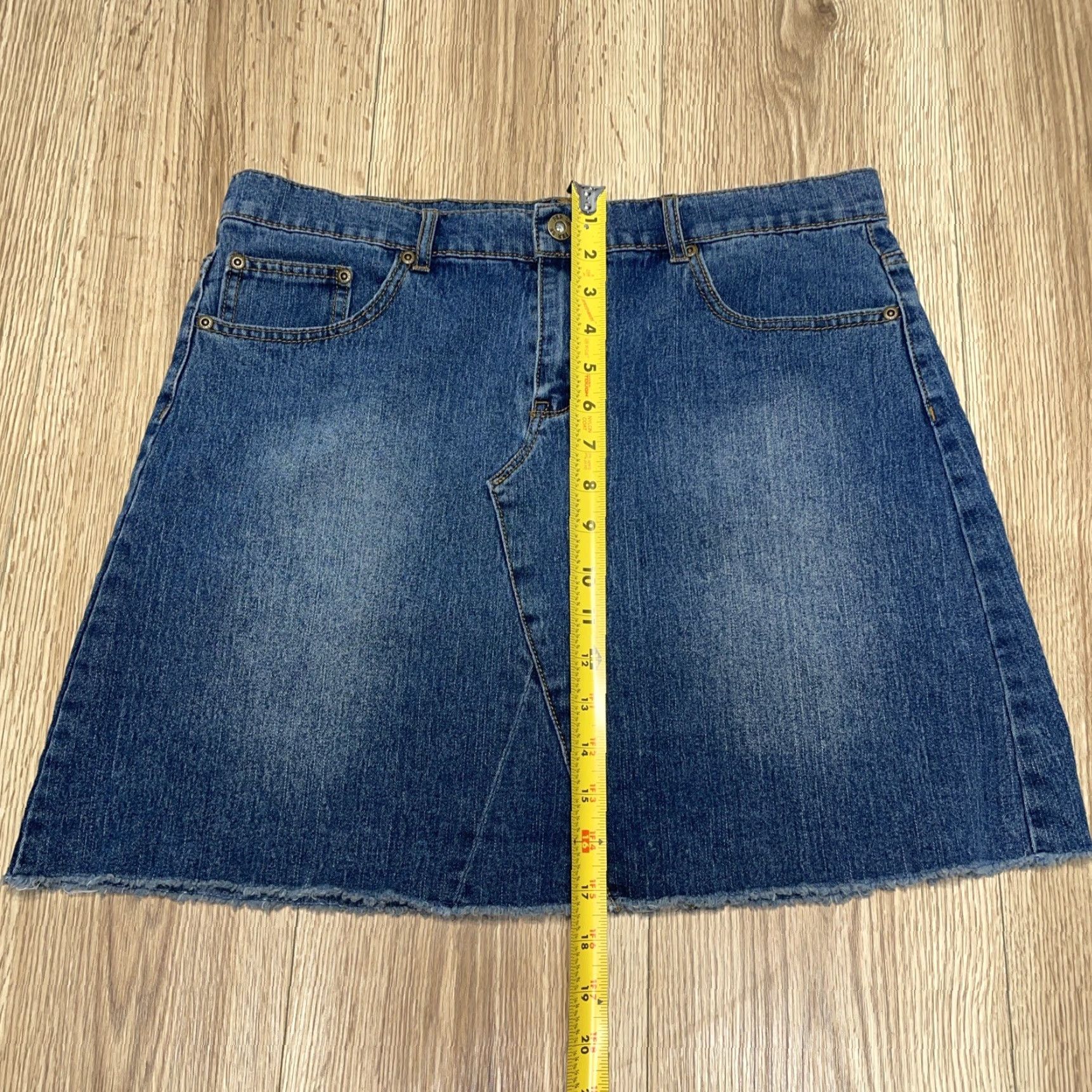 Denime VINTAGE Per Se A-Line Denim Skirt Women's Size 10 Blue Above Knee Stretch Casual Size 32" / US 10 / IT 46 - 7 Thumbnail