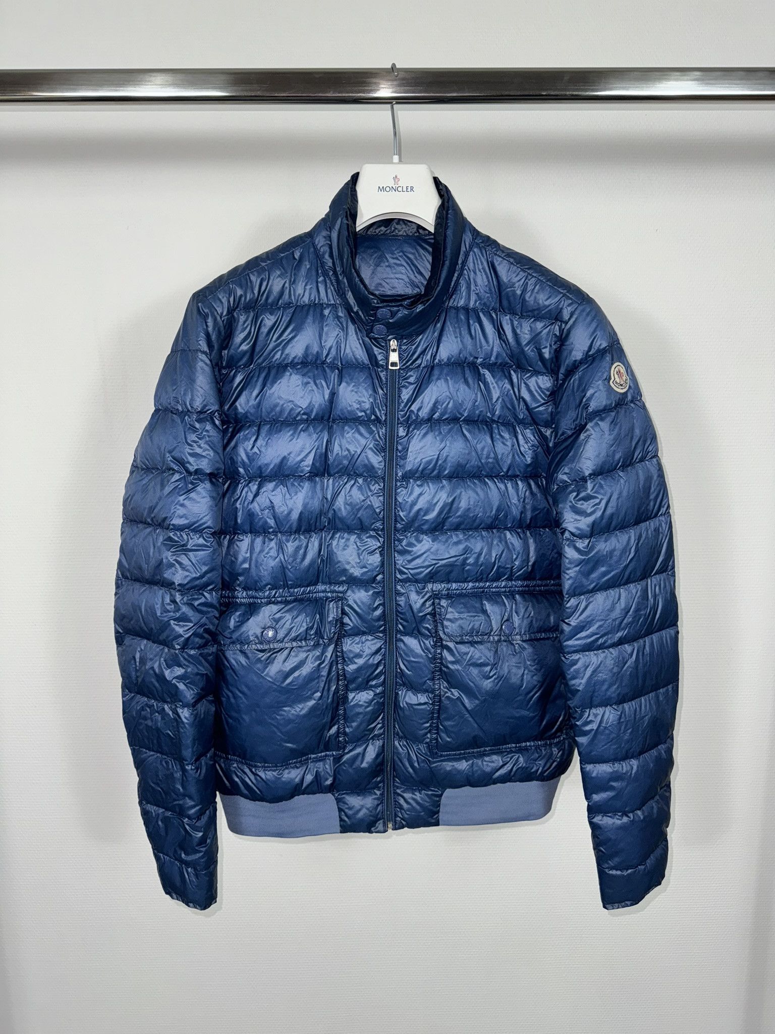 image of Moncler Jacket Delon Size 5 Blue, Men's